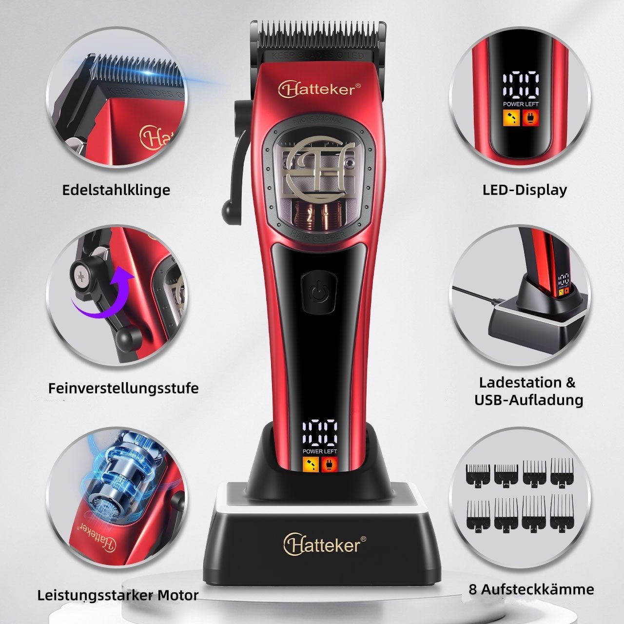 Scttomon Haarschneider G58, Professioneller Haarschneider & Barttrimmer, Barbershop-Haartrimmer USB-C & Ladestation