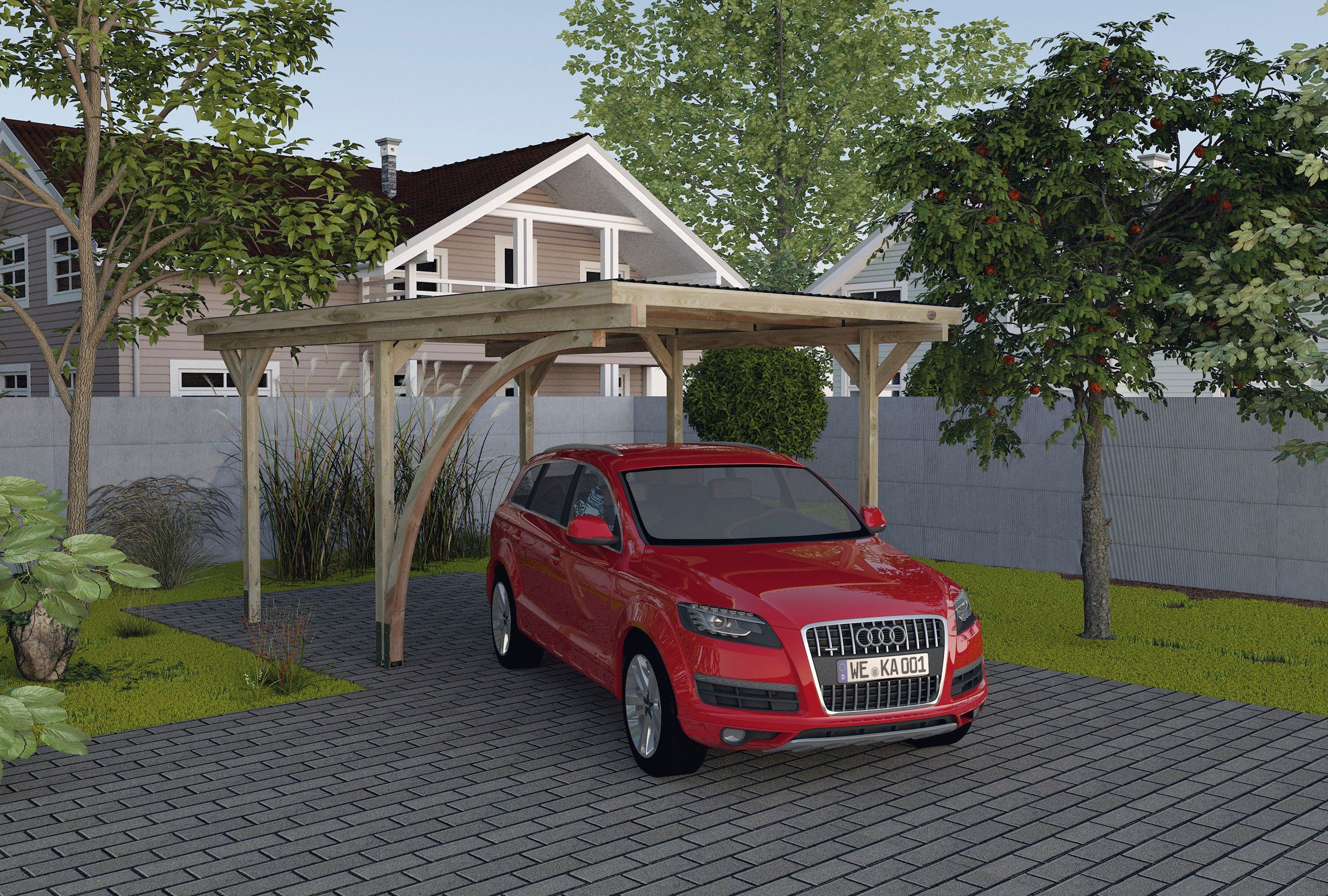 weka Einzelcarport 606 mit Rundbogen Einfahrtshöhe, A BxT: cm 217,5 300x500 Gr.1, cm