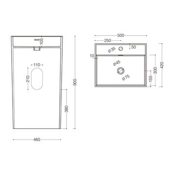 doporro Waschbecken Standwaschbecken BTH: 42x50x90cm Colossum34 Waschtisch, Waschplatz