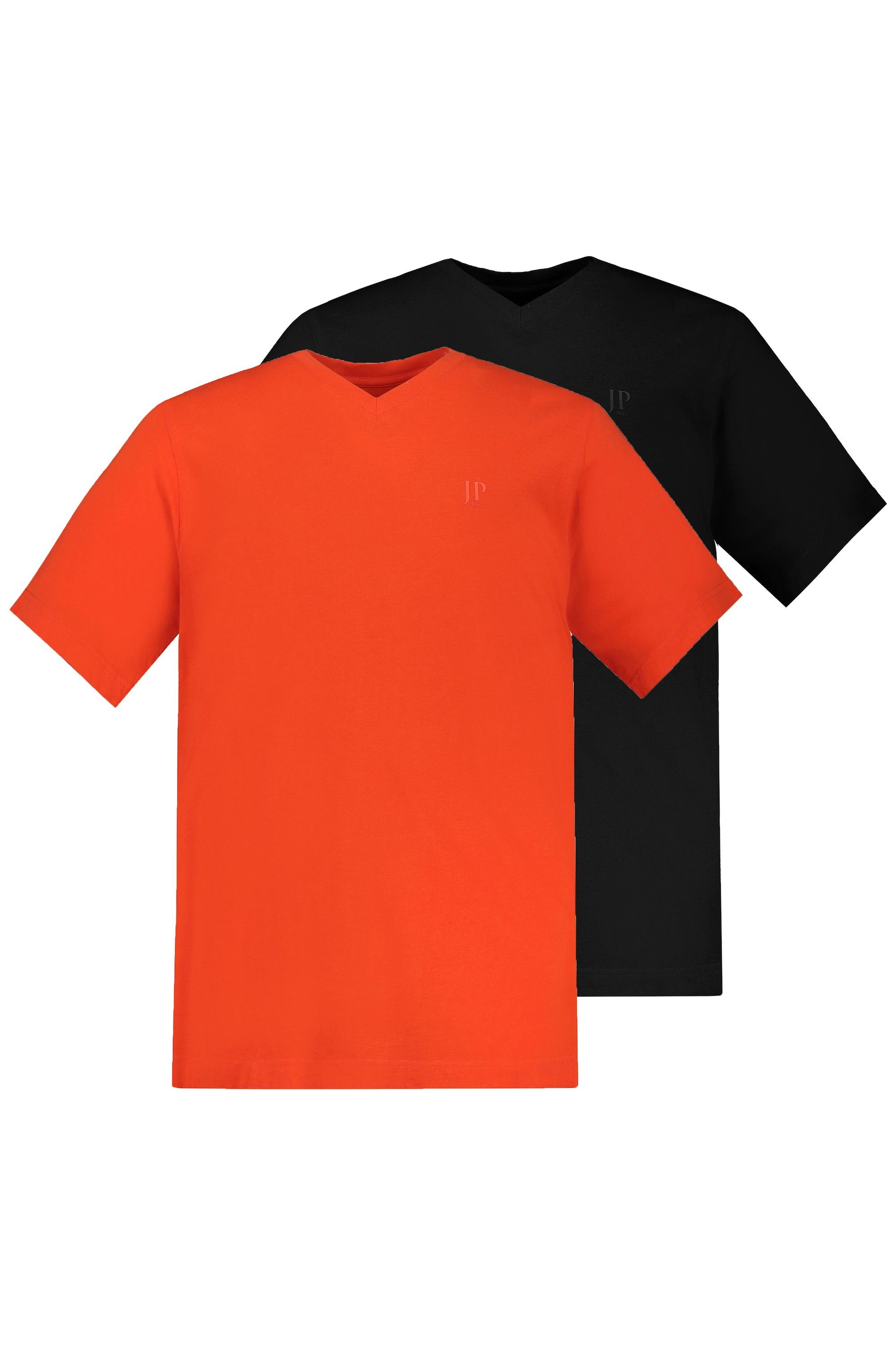 JP1880 T-Shirt T-Shirts Basic 2er-Pack V-Ausschnitt (2-tlg) Halbarm orangerot