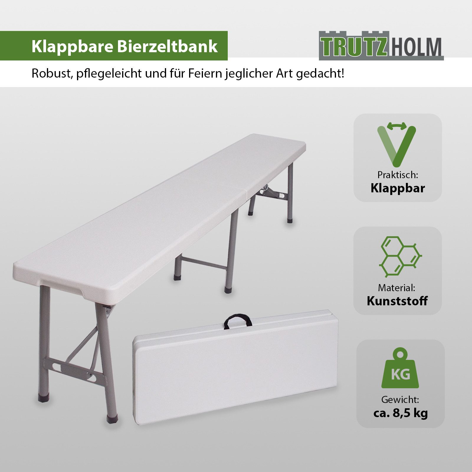 TRUTZHOLM Bierzeltgarnitur Bierzeltbank 4 Personen Kunstoff 180 cm Klappban günstig online kaufen