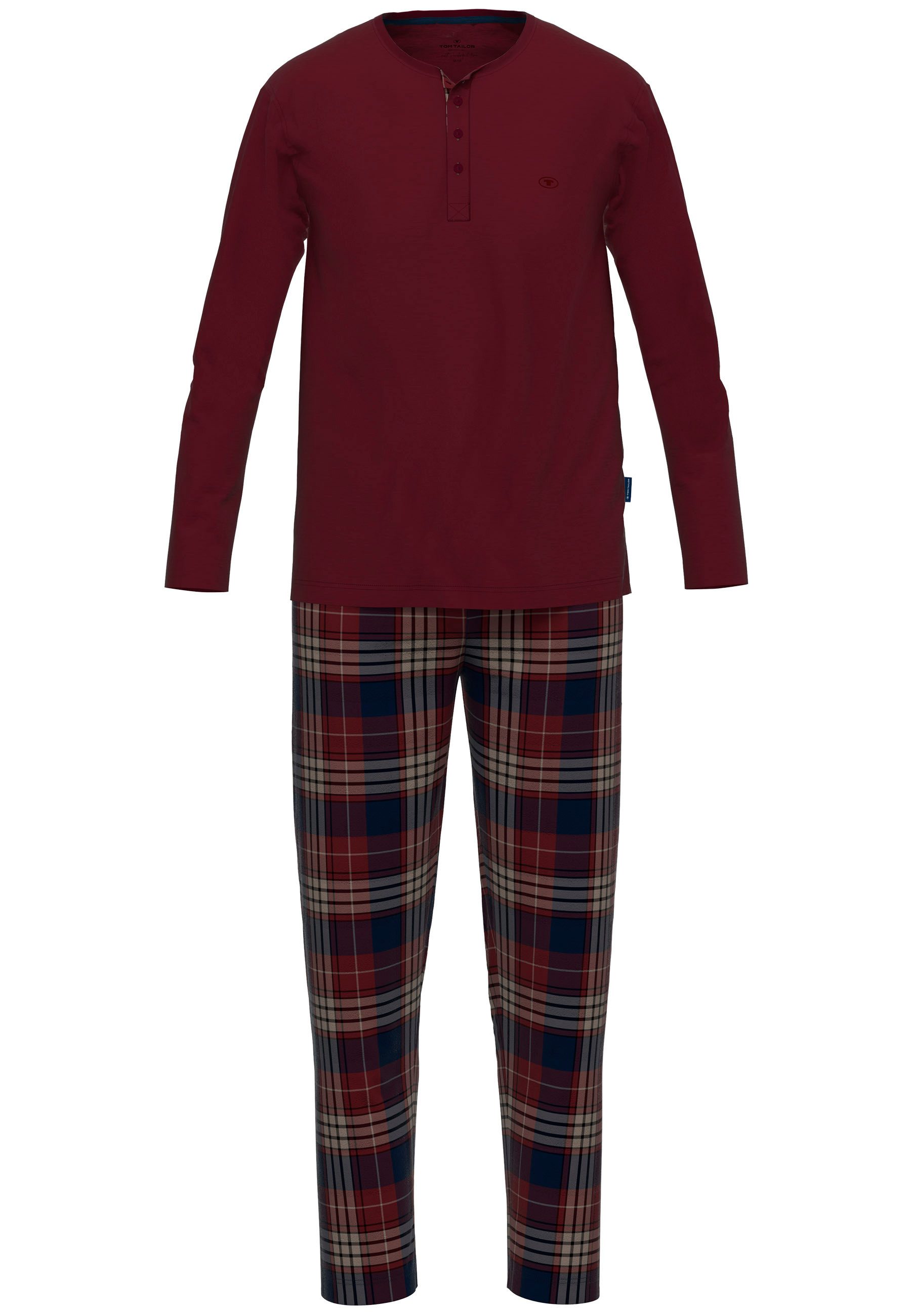 TOM TAILOR Schlafanzug Rhodos (2 tlg) Langarm, Rundhalsausschnitt, mit Knöp günstig online kaufen