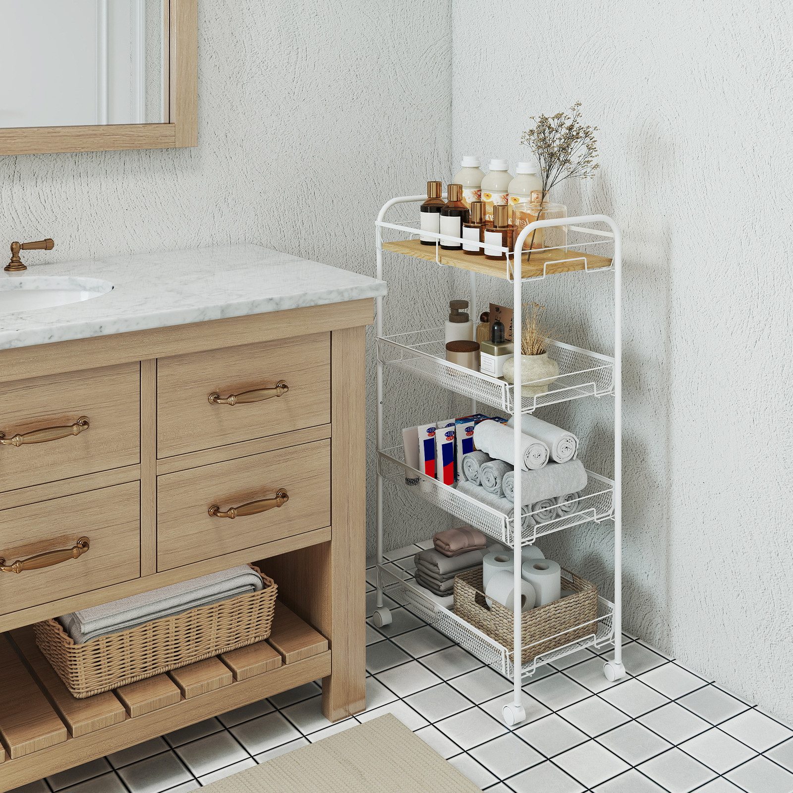 Sekey Beistellwagen Küchenwagen schmal Nischenregal mit Rollen 20cm breit R günstig online kaufen