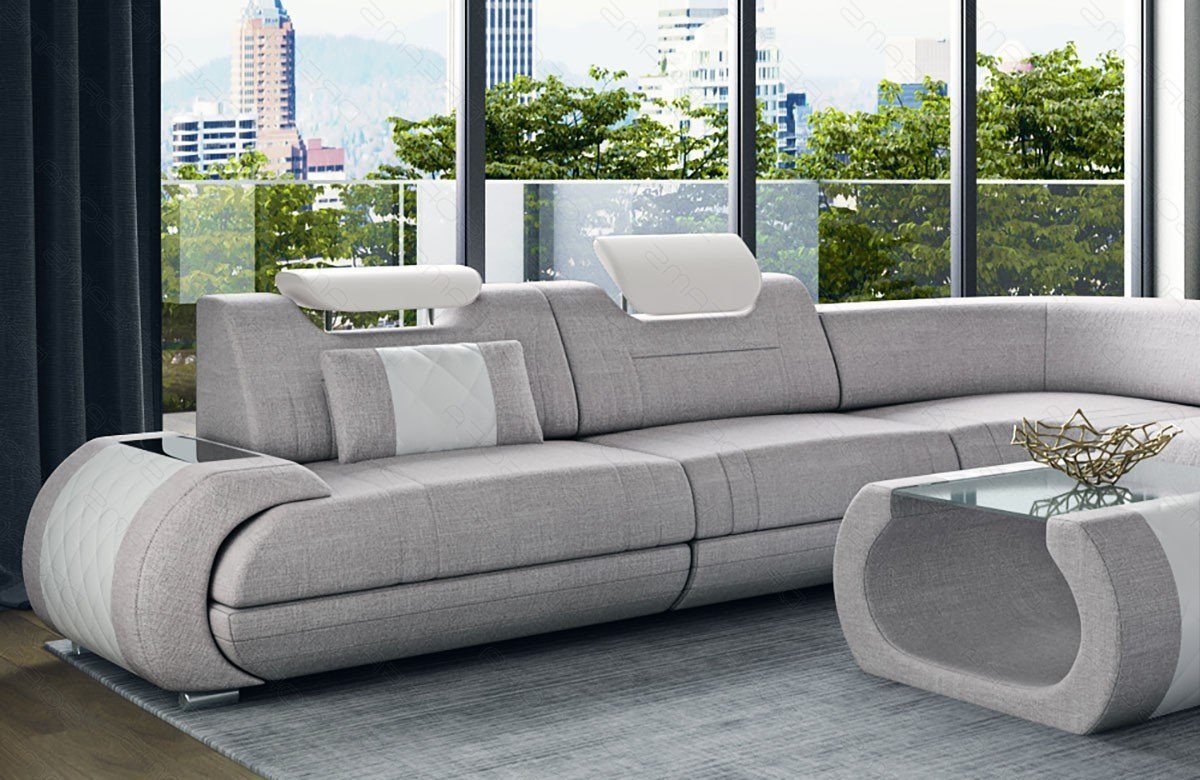Couch mit H Stoff Polsterstoff Sofa Wohnlandschaft macchiato-weiß wahlweise Rimini Stoffsofa, Bettfunktion Strukturstoff XXL Dreams Sofa