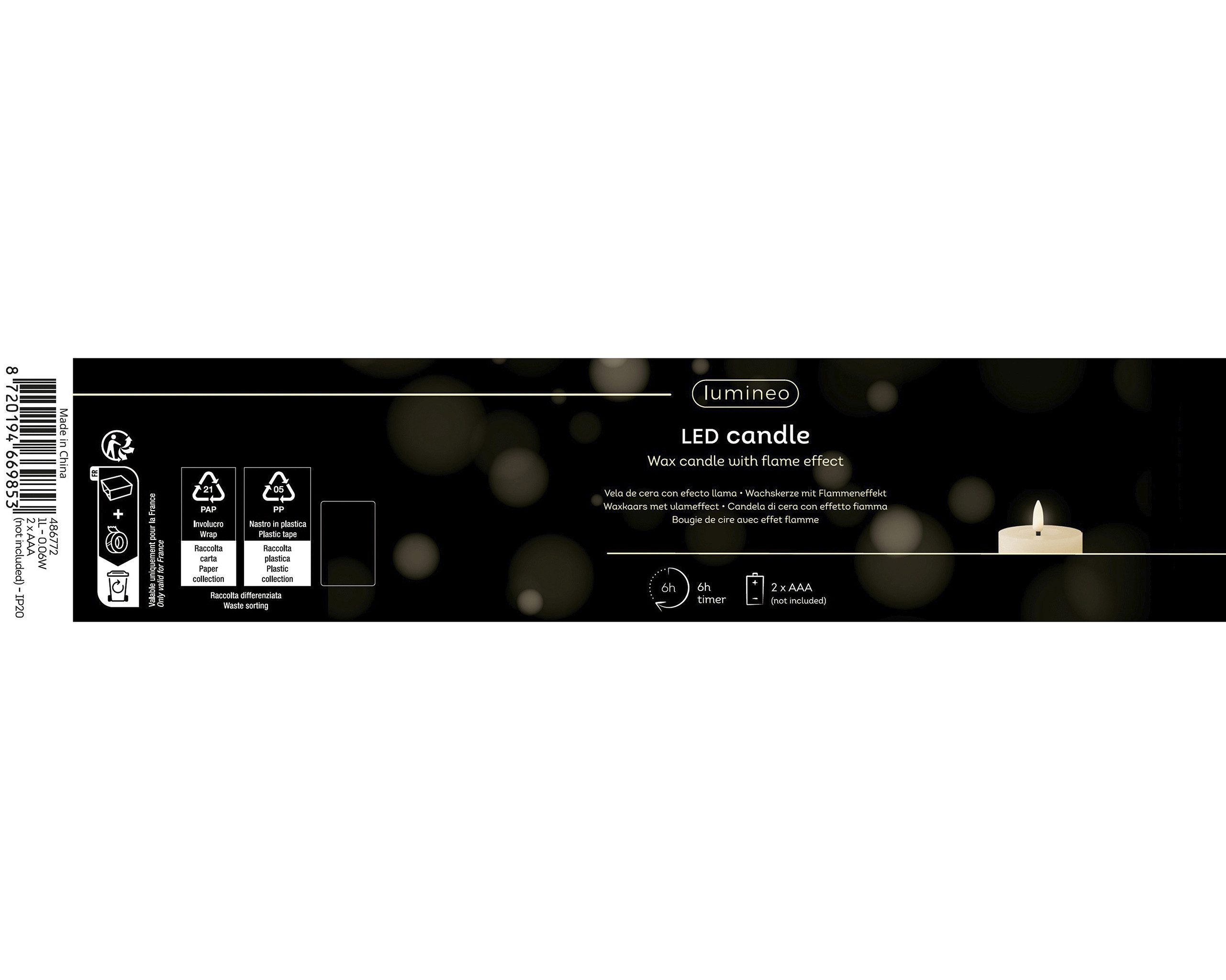 Lumineo LED-Kerze, Timer, warmweiß, LED Kerze 7x11cm mit Timer Wachs Rustik Creme / Warmweiß