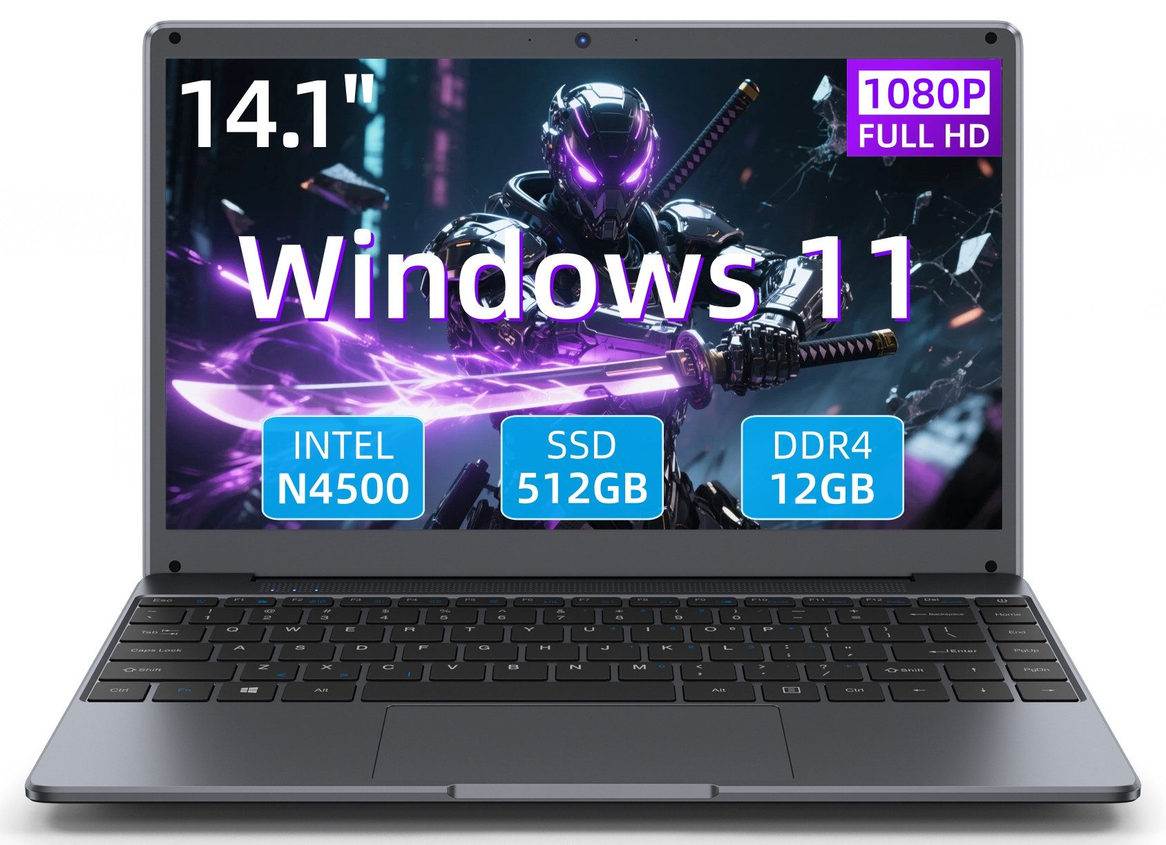 MENGHU 14,1 Zoll Laptop mit 12 GB RAM + 512 GB SSD - Leistung für jeden Tag Notebook (N4500, 512 GB SSD, Intel® UHD Graphics)