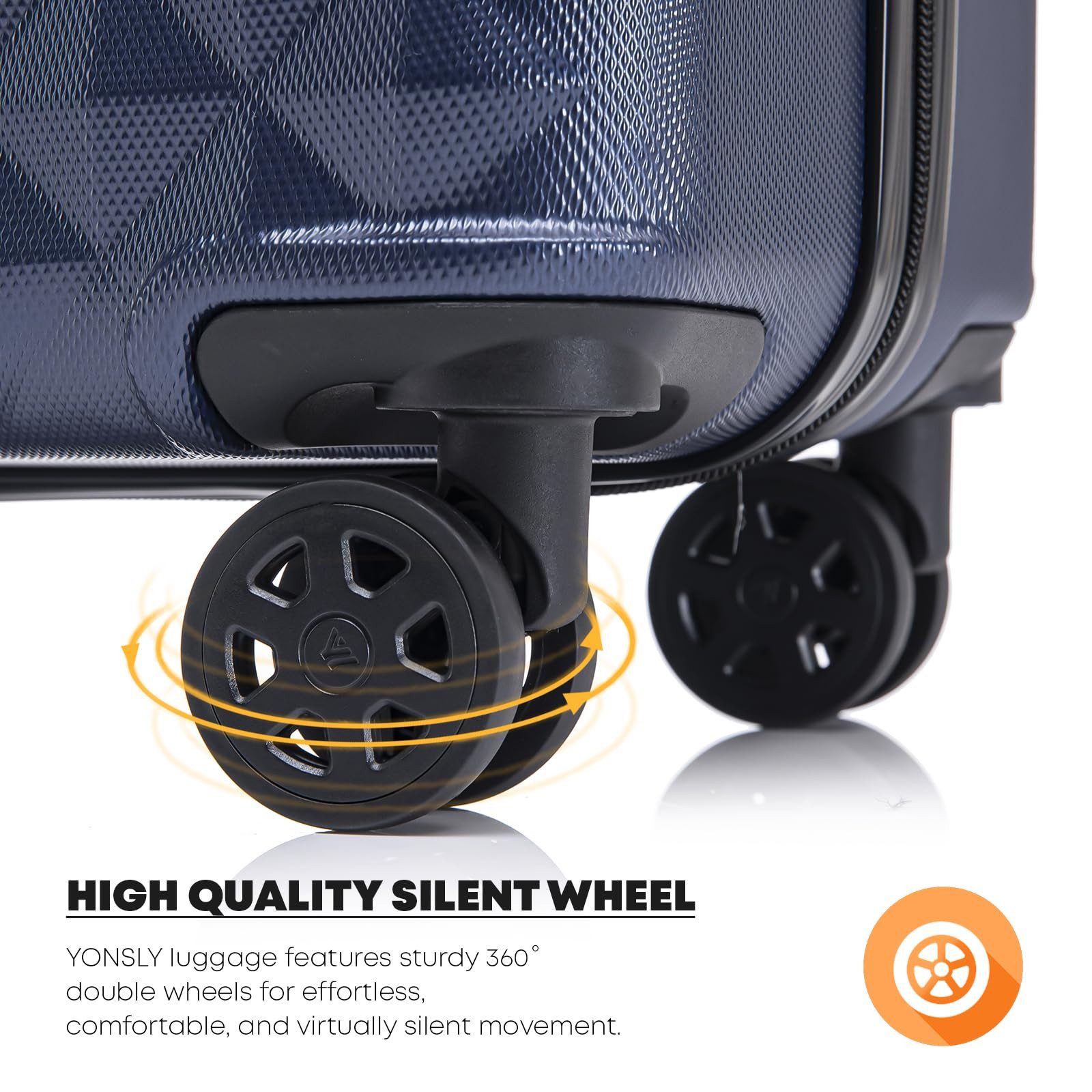 YONSLY Hartschalen-Trolley Reisekoffer Trolley Hartschalenkoffer Rollkoffer mit 4 Rollen, 4 Rollen, ABS und Aluminium, Zahlenschloss, 360°-Doppelrollen, Gummigr – Bild 4 von 5
