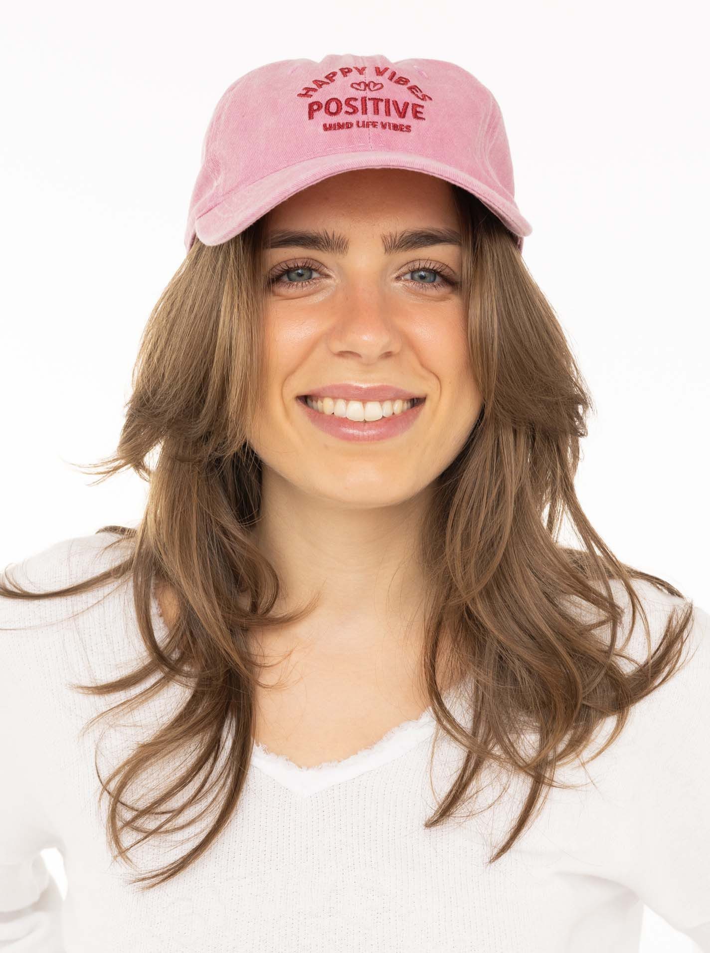 Zwillingsherz Baseball Cap "Happy Vibes" modernen Vintage-Look, Stickerei