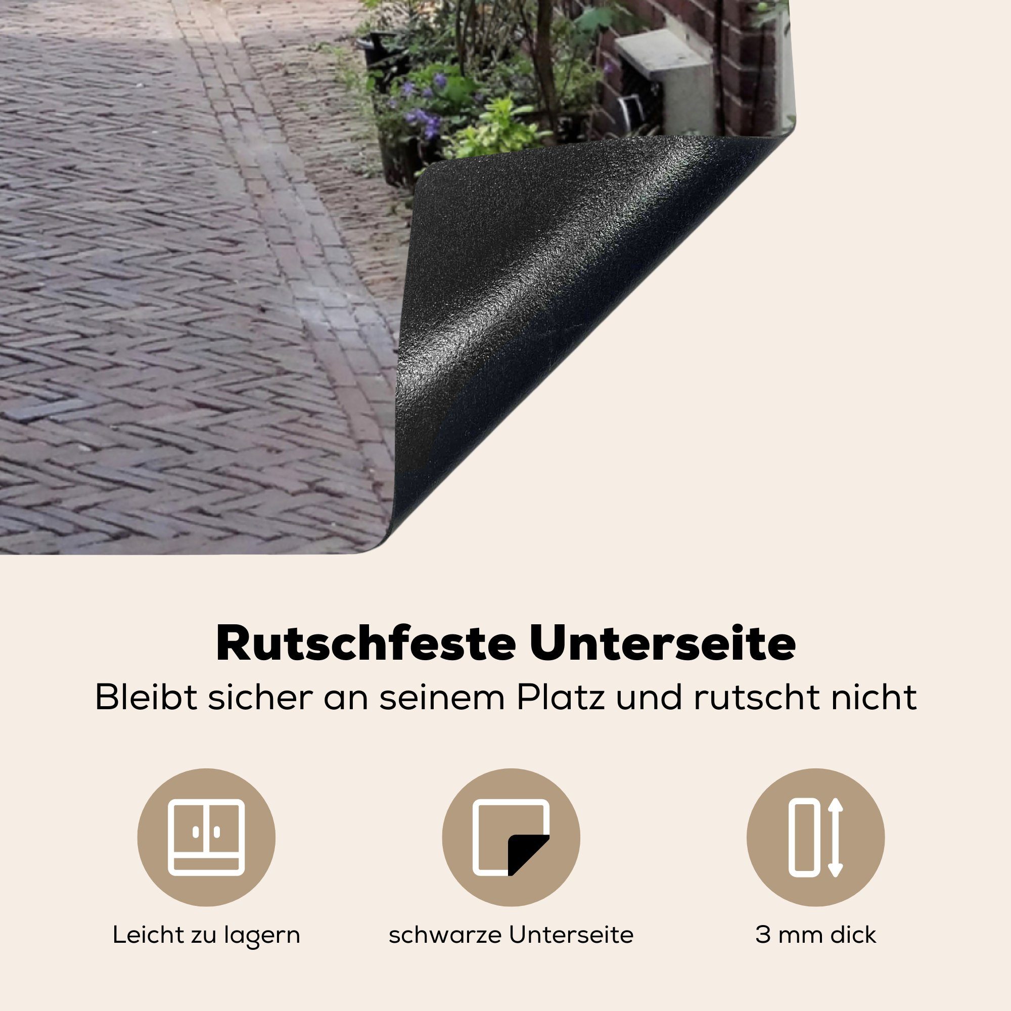 MuchoWow Herdblende-/Abdeckplatte Alkmaar - Arbeitsplatte Ceranfeldabdeckung, 78x78 Flagge tlg), Vinyl, für - (1 Straße, cm, küche