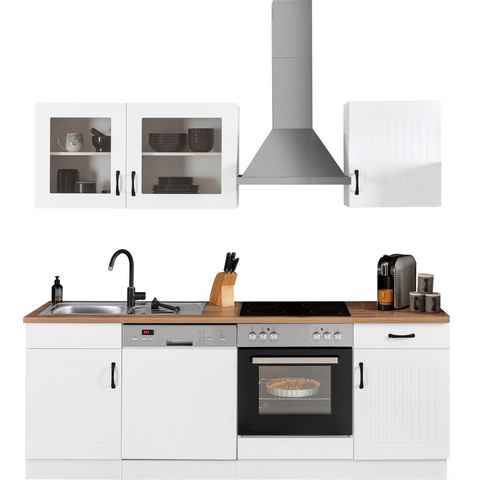 HELD MÖBEL Küchenzeile Athen, mit E-Geräten, Breite 220 cm, mit hochwertigen MDF Fronten