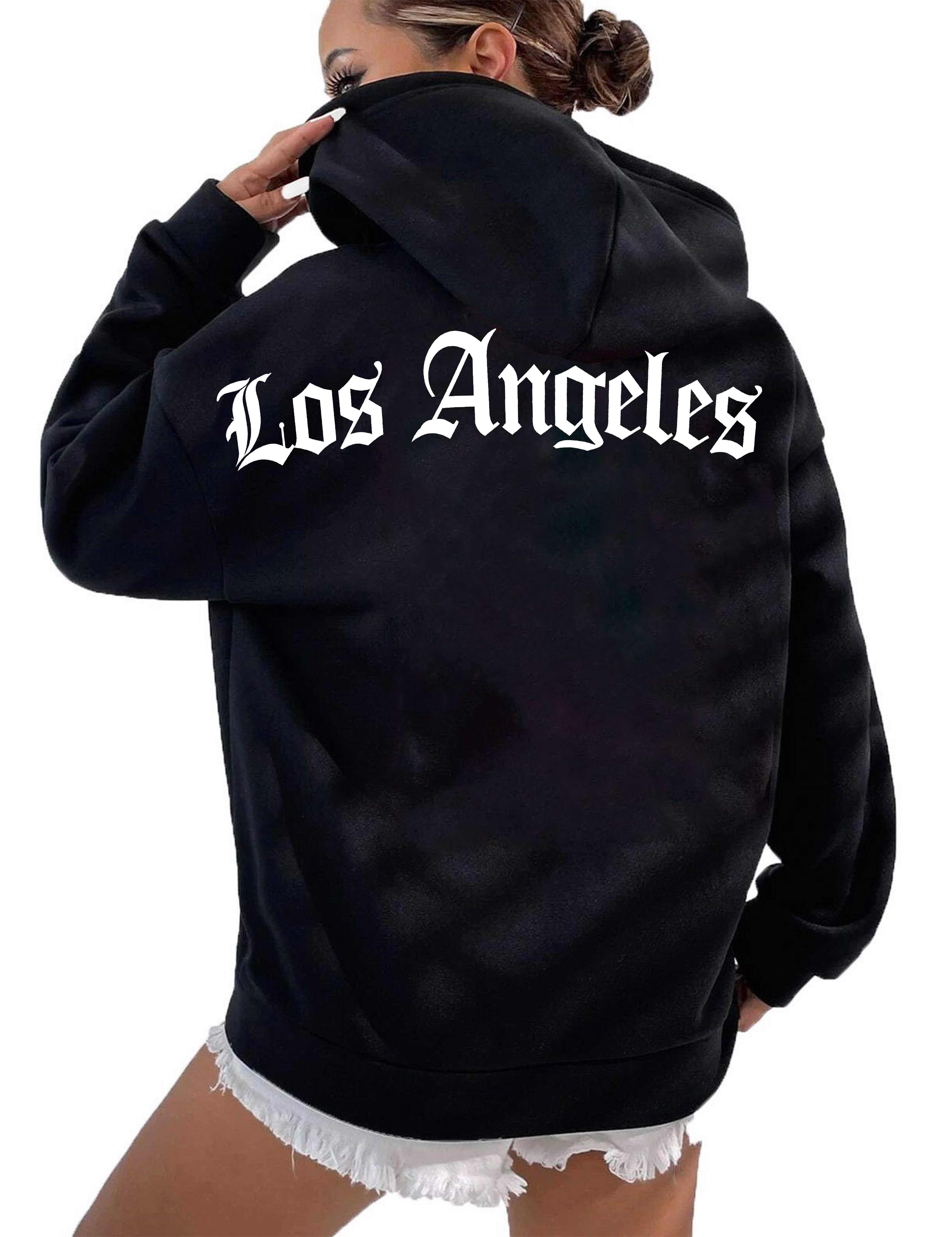RMK Kapuzenpullover Damen Hoodie Pullover mit Kapuze Loose Fit Oversize Los Angeles LA mit Baumwolle