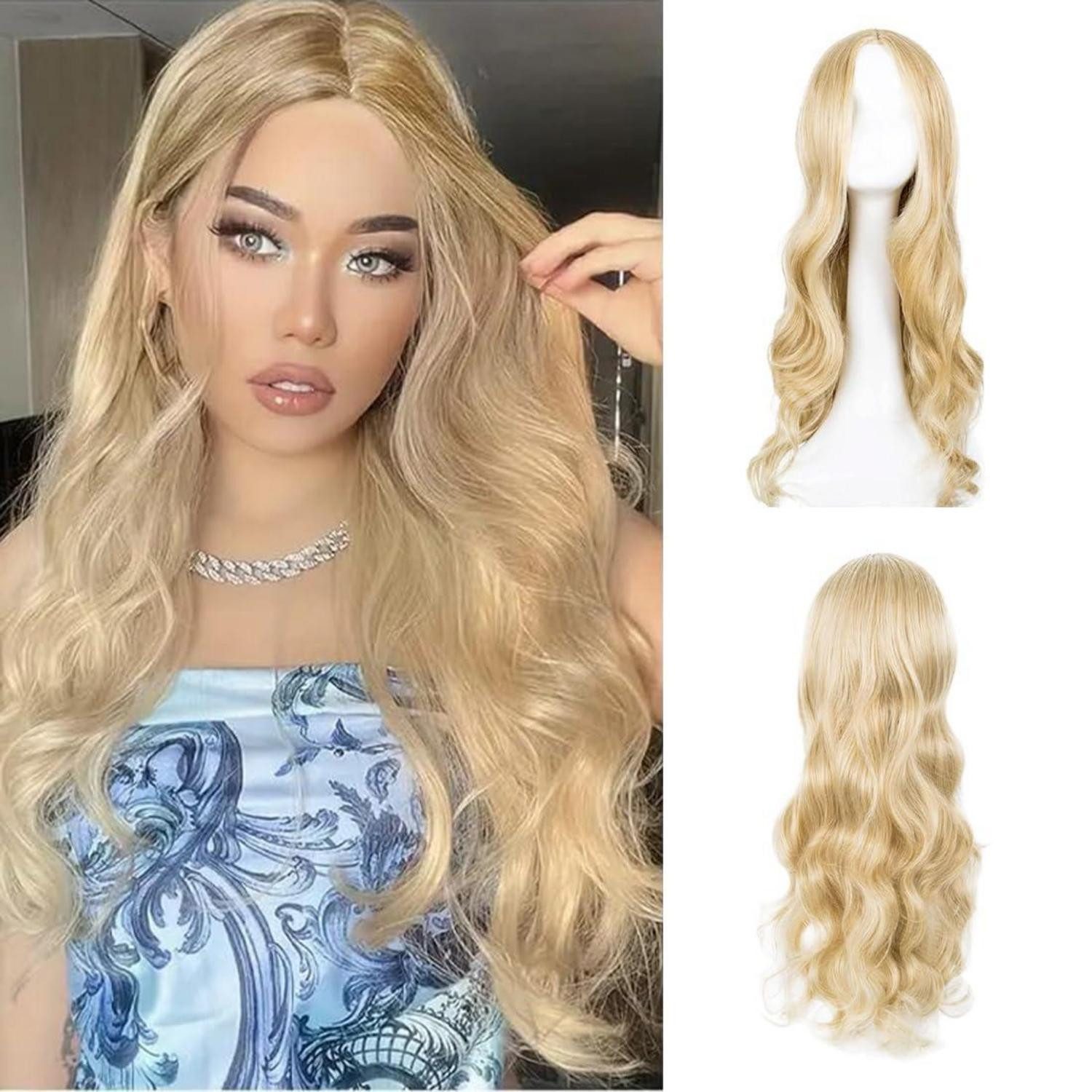 LuxusKollektion Kunsthaarperücke Perücke Synthetisch Wellig Mittelscheitel Cosplay Party Blonde