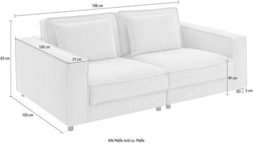 ATLANTIC home collection 2-Sitzer Valan, XXL-Sitzfläche, mit Cord-Bezug, frei stellbar, mit Wellenunterfederung
