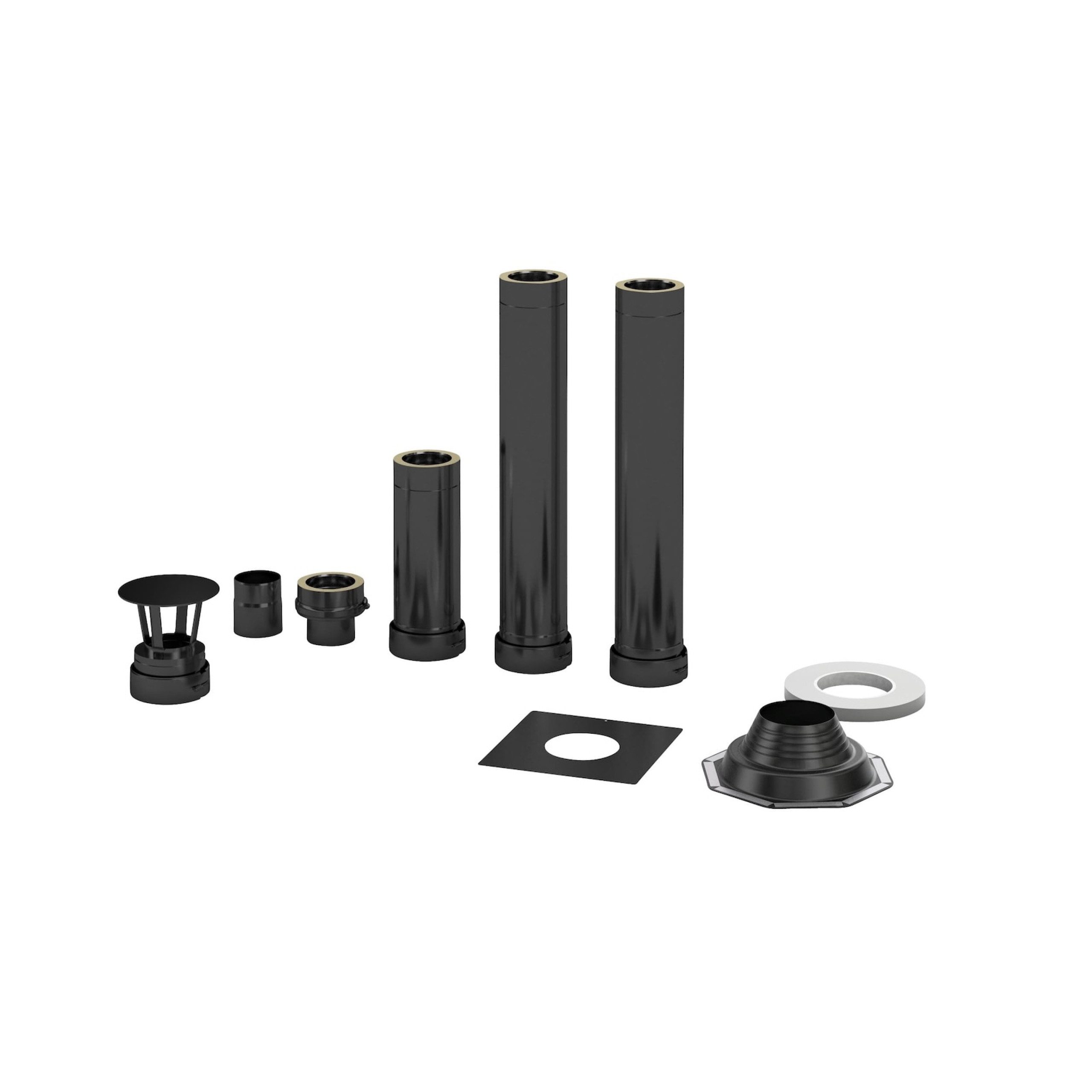 FinTec Saunaofen Fintec Außenkamin CHIMNEY Graphitschwarz für holzbefeuerte