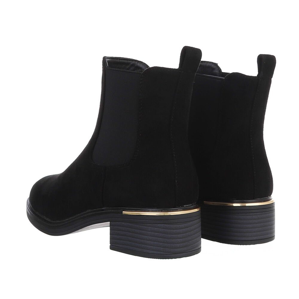 Ital-Design Damen Chelsea Freizeit Chelseaboots (84337990) Blockabsatz Chelsea Boots in Schwarz