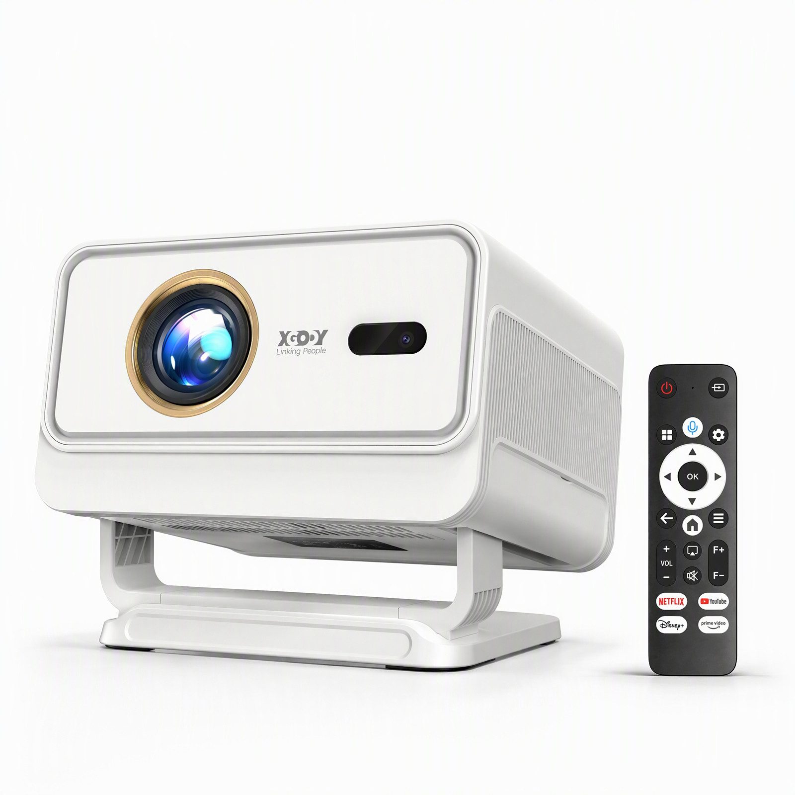 XGODY N4 Projektor Native 1080P Beamer 4K, Kompatibel mit Netflix Autofokus Beamer (3840 x 2160 px (800 ANSI) px, KI-Sprachunterstützung, Autofokus Projektor für Heimkino)