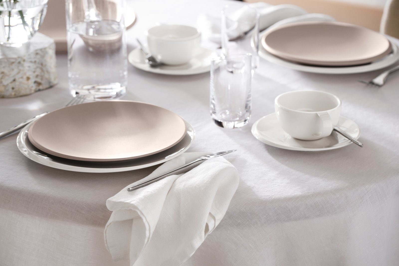 Villeroy & Boch Teller-Set NewMoon beige Frühstücksteller 24 cm Set6, Premium Porcelain
