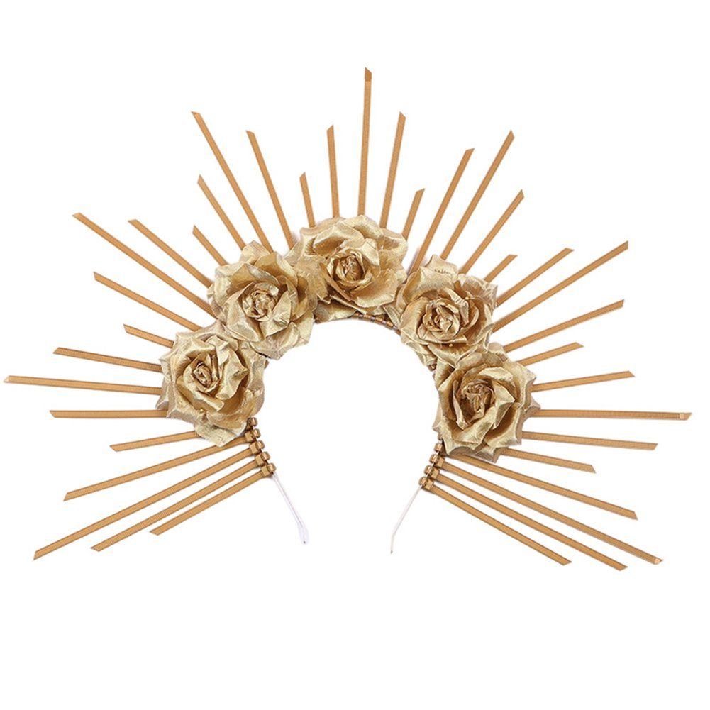 Blusmart Diadem Diadem Haarschmuck, Cosplay-Kronen-Stirnband, Stilvolle, Langlebige, Kopfschmuck golden flowers