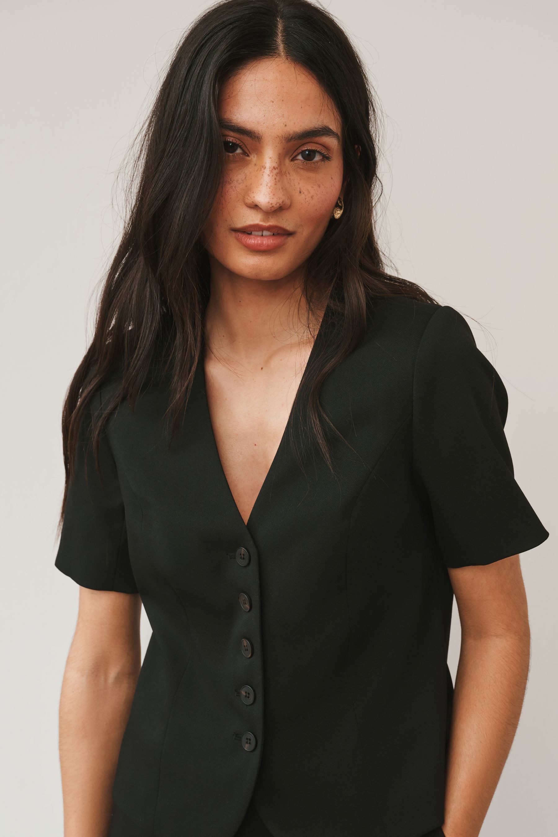 Next Kurzarmbluse Tailored Fit Kurzarm-Oberteil (1-tlg)