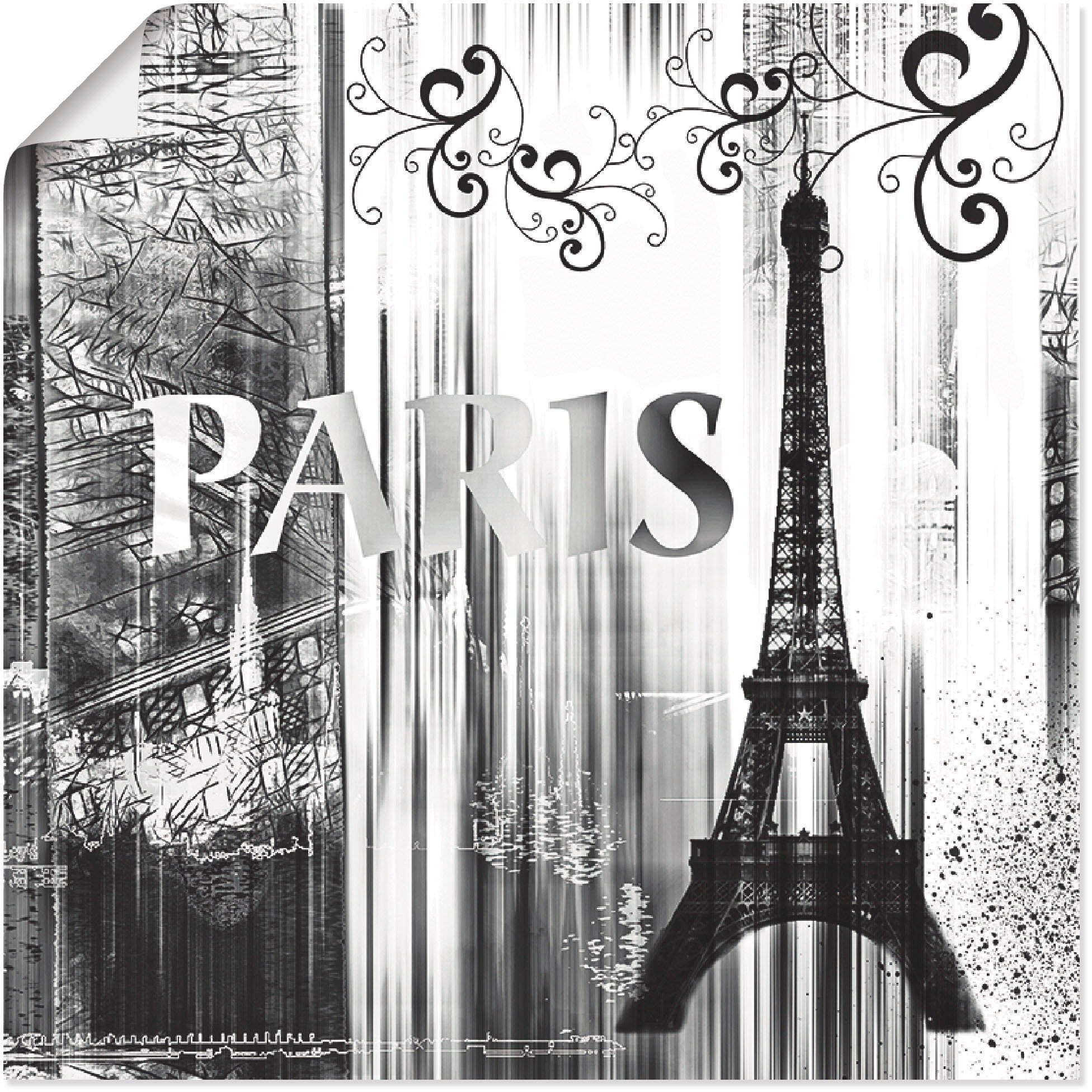 Artland Wandbild Paris Weltstadt - Abstrakte Collage 04, Gebäude (1 St), als Leinwandbild, Wandaufkleber oder Poster in versch. Größen