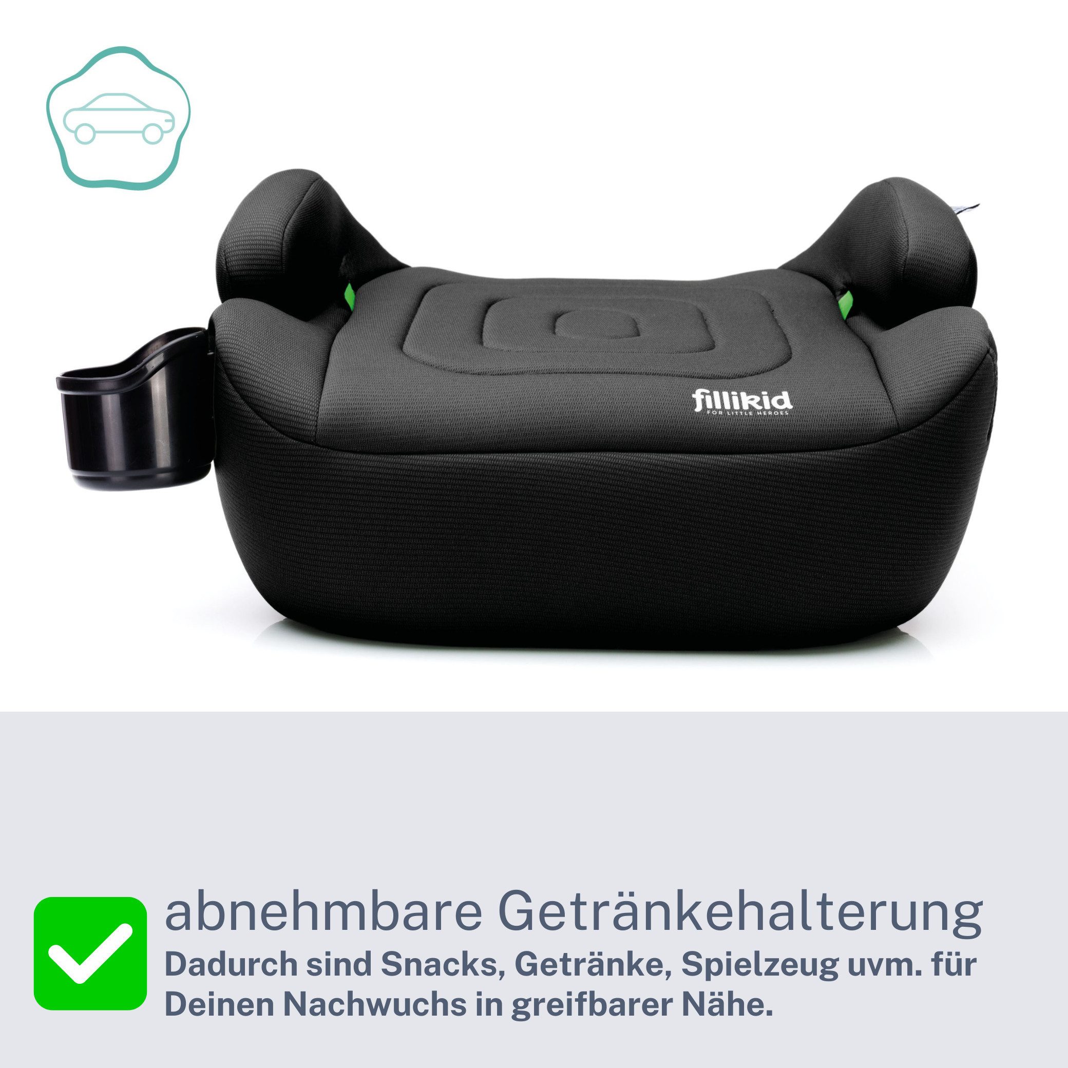 Fillikid Kindersitzerhöhung Sitzerhöhung mit verlängerbarer Isofix i-size Exklusiv