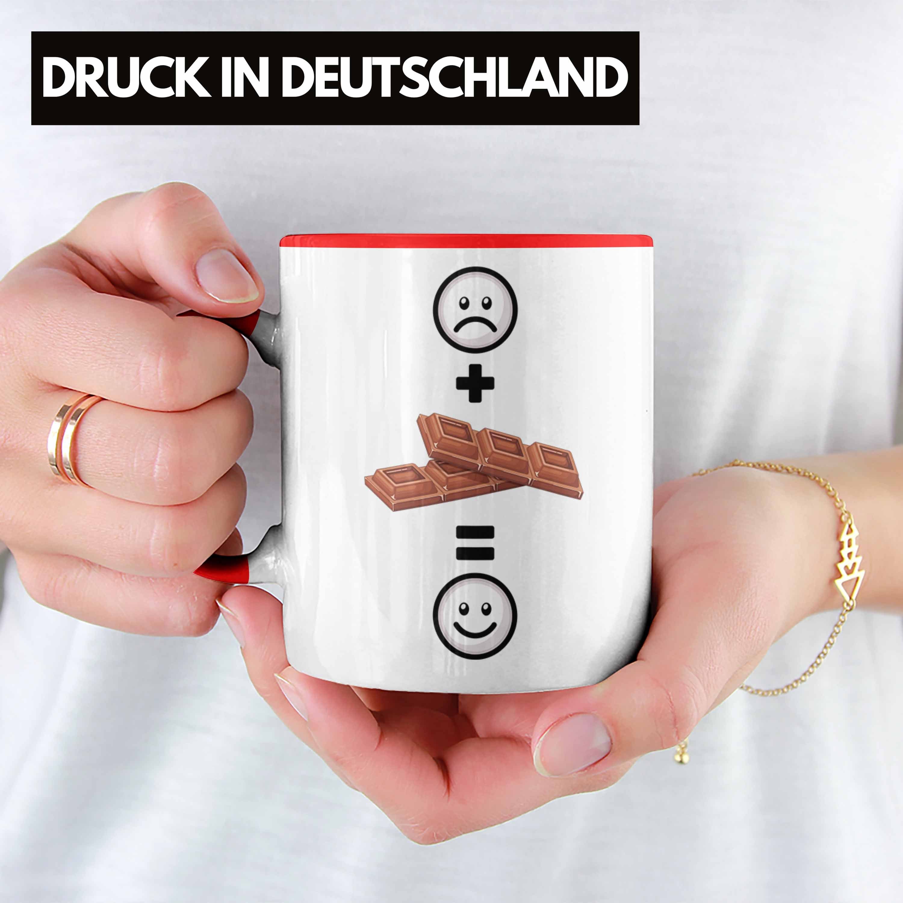 Trendation Tasse Schokolade Tasse Lustige Geschenk für Geschenkidee Schoko-Liebhaber Rot :(