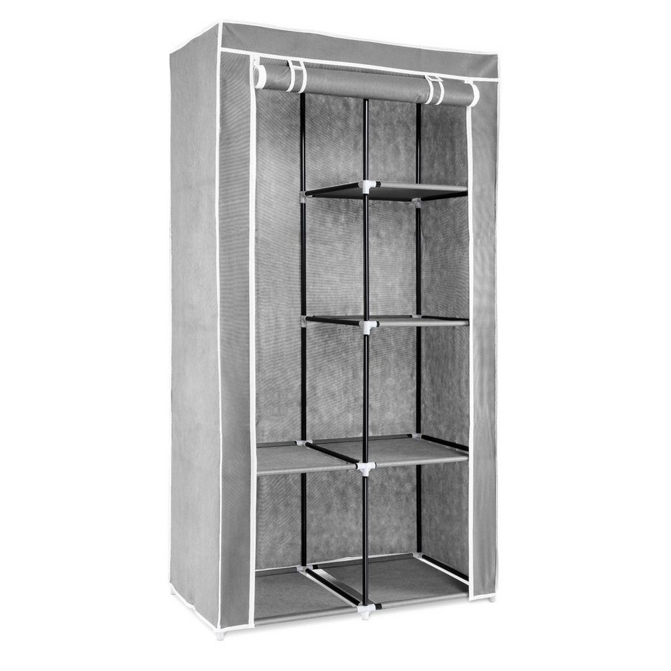 Navaris Stoffschrank Stoff Kleiderschrank - 88x170x45cm - faltbar aus  Vlies, Fächer sind mit je 5 kg, Kleiderstange mit 25 kg belastbar