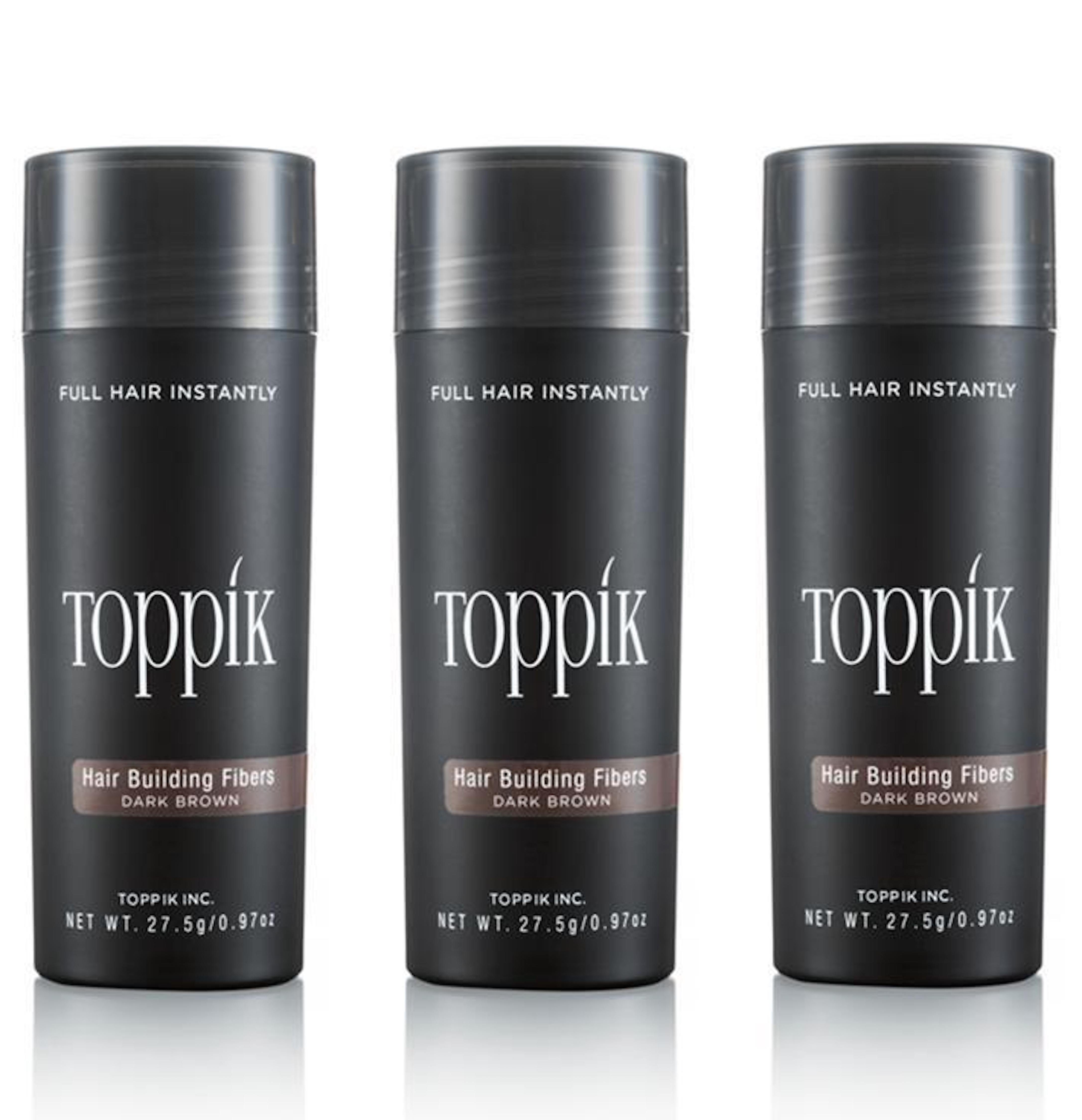 TOPPIK Haarstyling-Set 3 x Für 27,5 Puder, Haarverdichter Mittelbraun mehr Hair Volumen Haar TOPPIK Schütthaar Fibers Microhairs, Streuhaar Haarfasern, g
