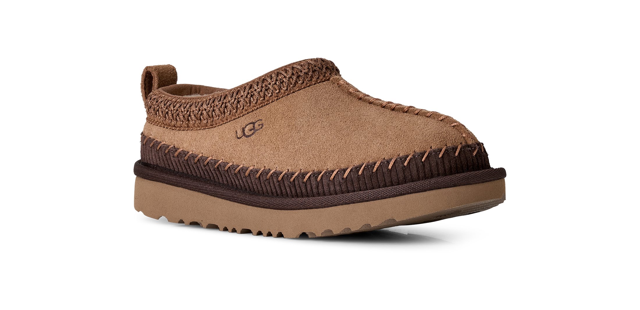 UGG K TASMAN II HERITAGE Hausschuh Plateau, Mule, Schlupfschuh mit Textilborde im Ethno-Look