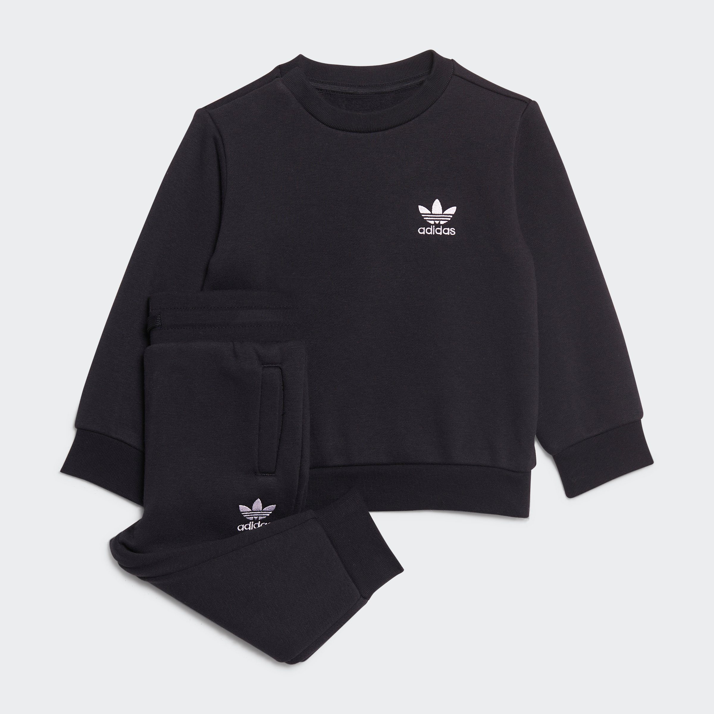 adidas Originals Trainingsanzug CREW SET (2-tlg), Sweatshirt: gerippter  Rundhalsausschnitt mit Knopfleiste (bis Größe 86)