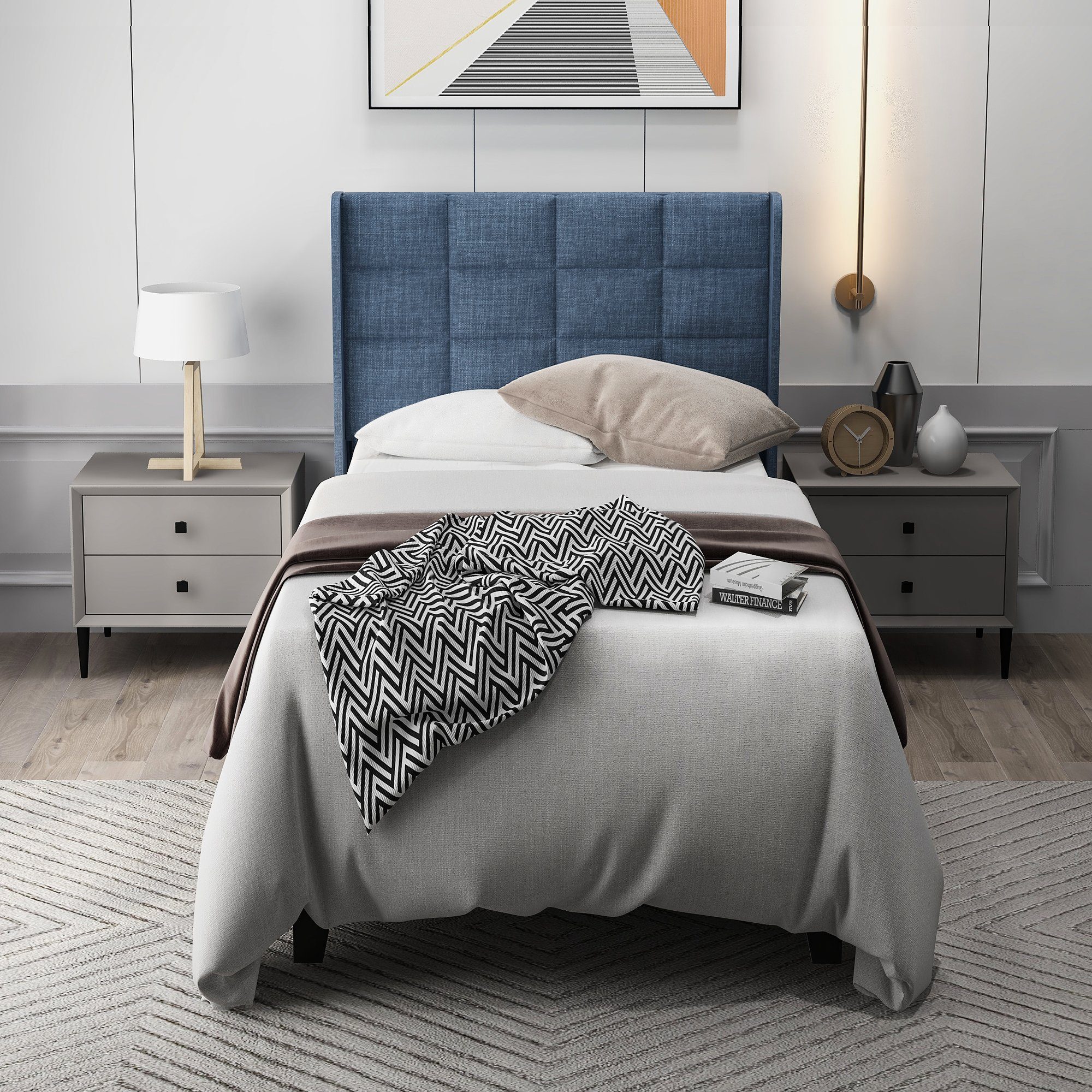 Flieks Polsterbett (1-tlg), Einzelbett Holzbett Leinen 90x200cm ohne Matrat günstig online kaufen