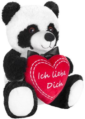 BRUBAKER Kuscheltier Panda Teddy Plüschbär mit Herz Rot Ich Liebe Dich (1-St., Geschenk-Set), 25 cm - Pandabär Kuscheltier - Teddybär Plüschteddy Schmusetier - Stofftier Schwarz Weiß
