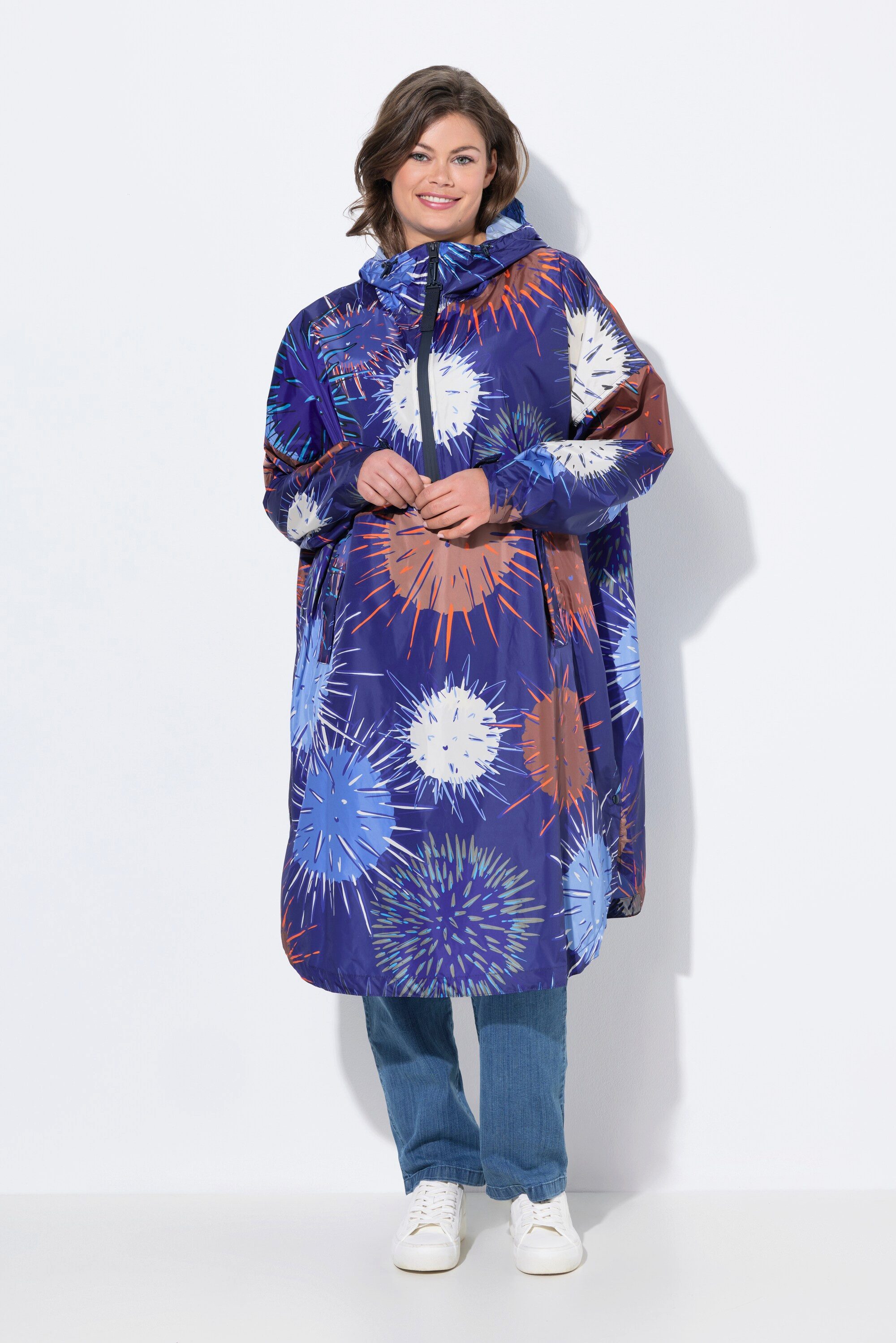 Funktionsjacke Funktions-Regencape Unisex Print Kapuze