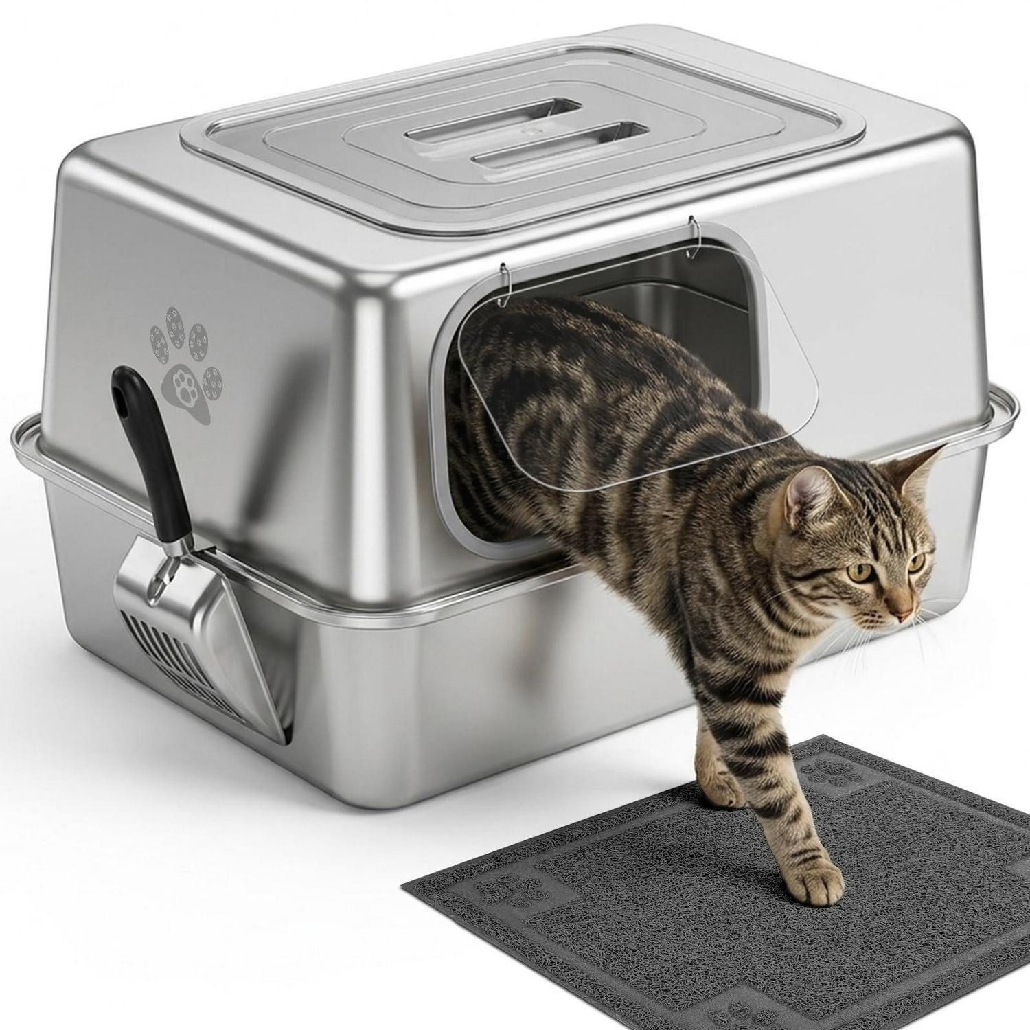 LuxusKollektion Katzentoilette Katzentoilette Edelstahl XL Auslaufsicher mit Deckel