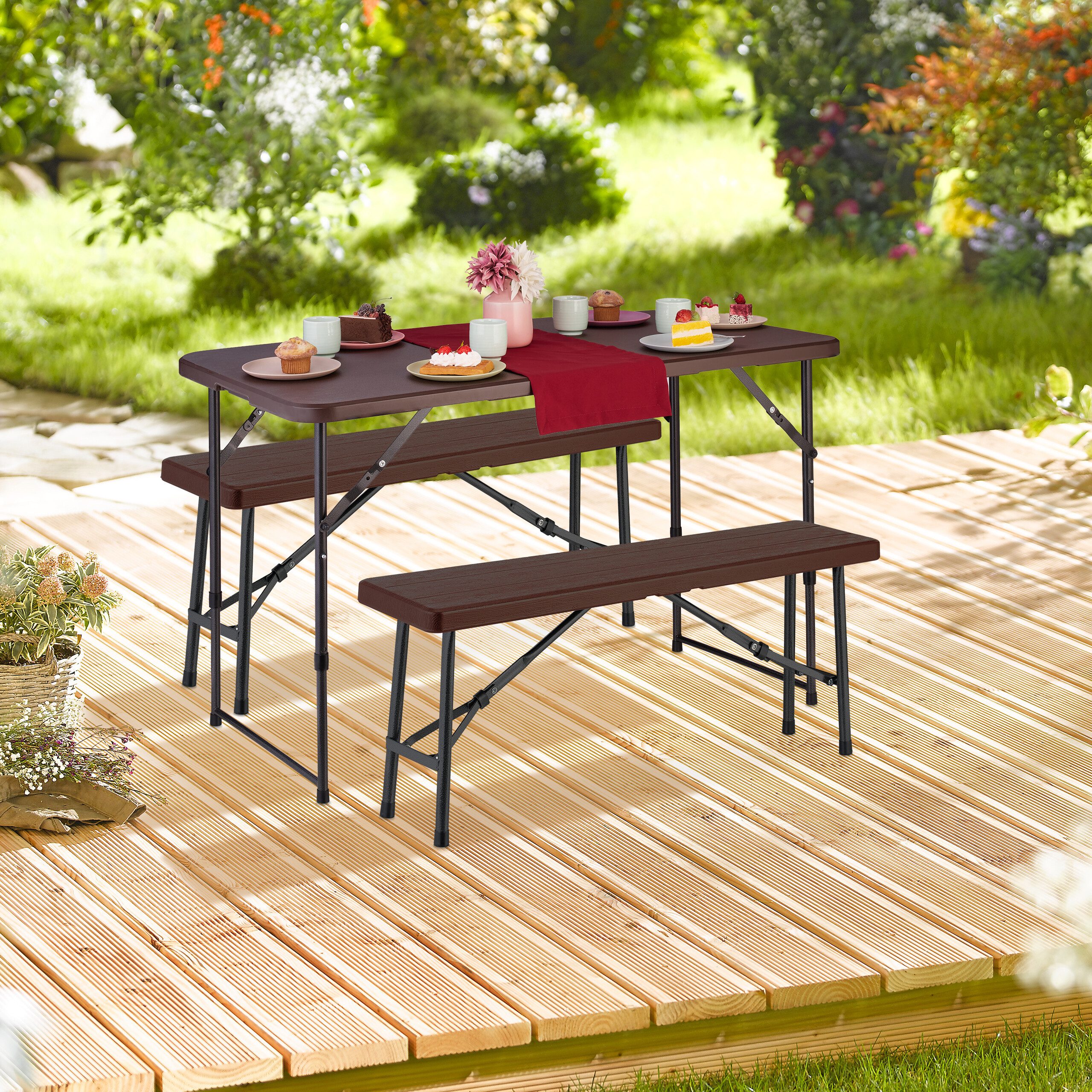 relaxdays Gartentisch Campingtisch klappbar, Braun günstig online kaufen