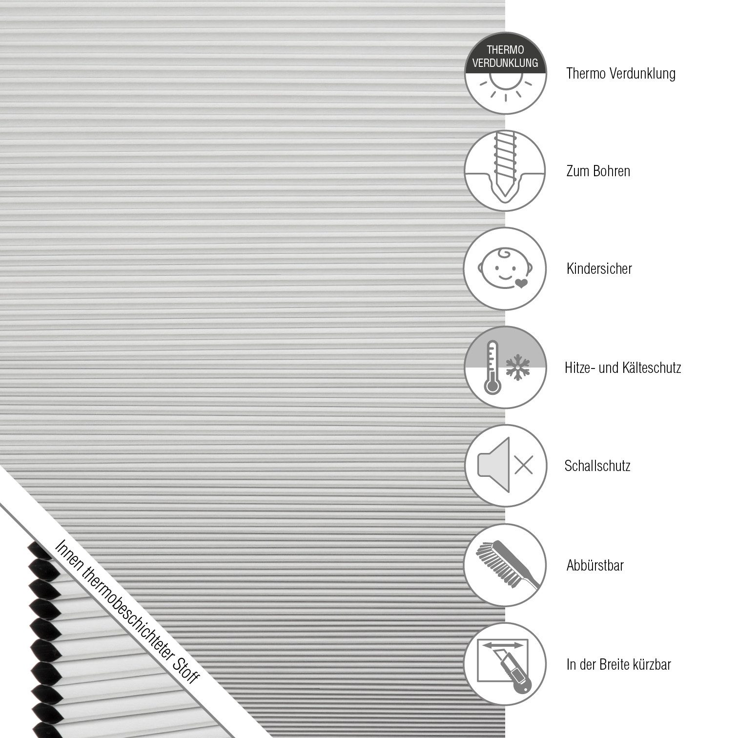 SCHÖNER WOHNEN-Kollektion Wabenplissee Thermo Sina, verdunkelnd, mit Bohren, verspannt, verschraubt, verschraubt, energiesparend, Thermo Rückseite, schallabsorbierend