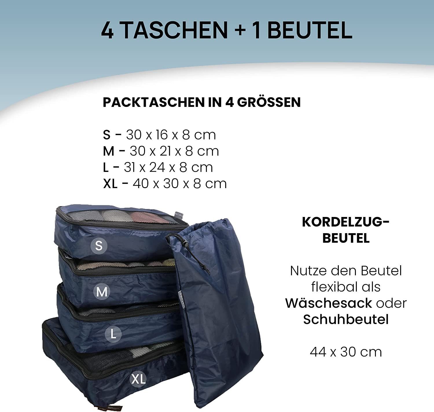 Reise natumo Packing Wäschesack, mit Kofferorganizer 5-tlg Packtaschen (5-tlg) Cubes