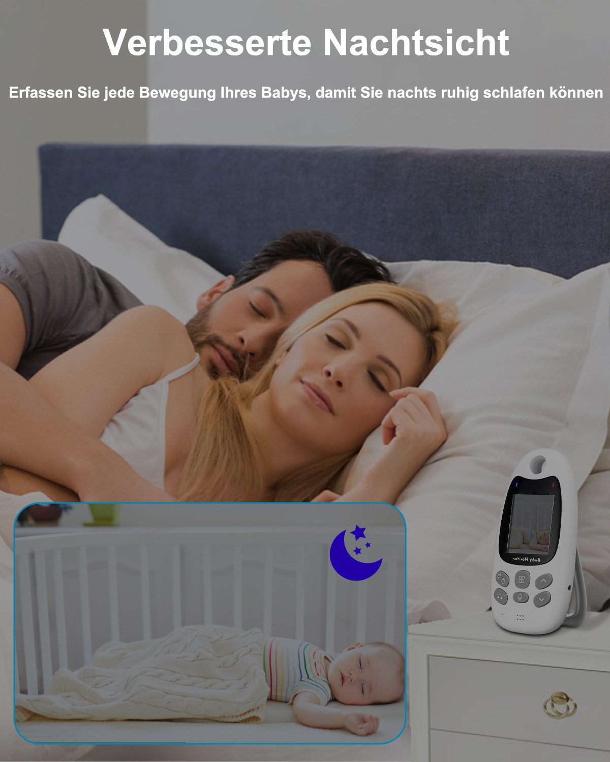 SinLaw Video-Babyphone Video Baby Monitor,Babyphone mit Kamera,Sprachfunktion, 1-tlg., Babyphone mit kamera,Musik mitbringen
