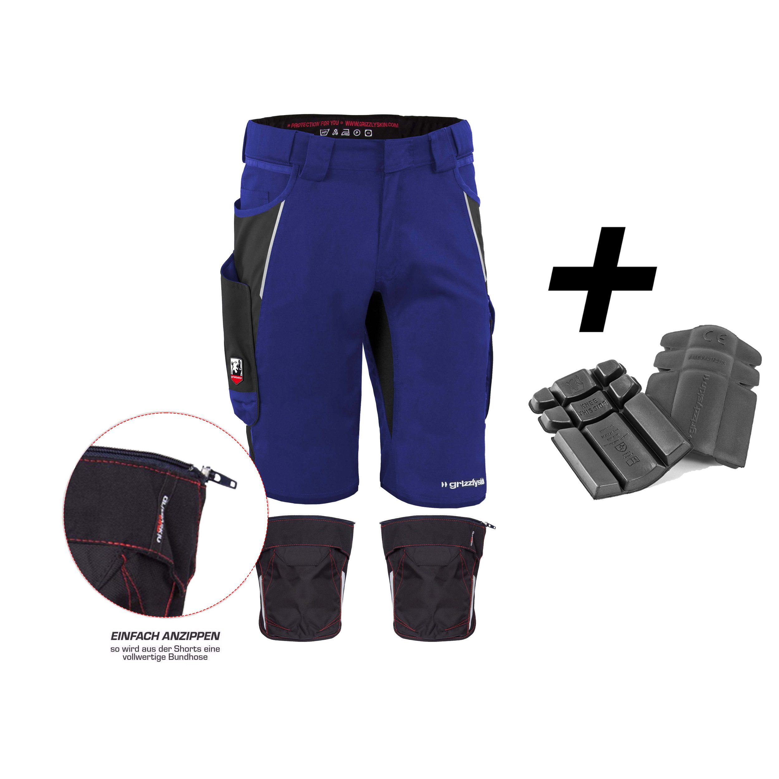 Qualitex Workwear Arbeitsshorts HANDWERKER-BUNDLE IRON Shorts + Kniepolstertasche inklusiv Kniepolster (3-tlg) modern kurze Arbeitshose - 13 Taschen - Strapazierfähig - Atmungsaktiv