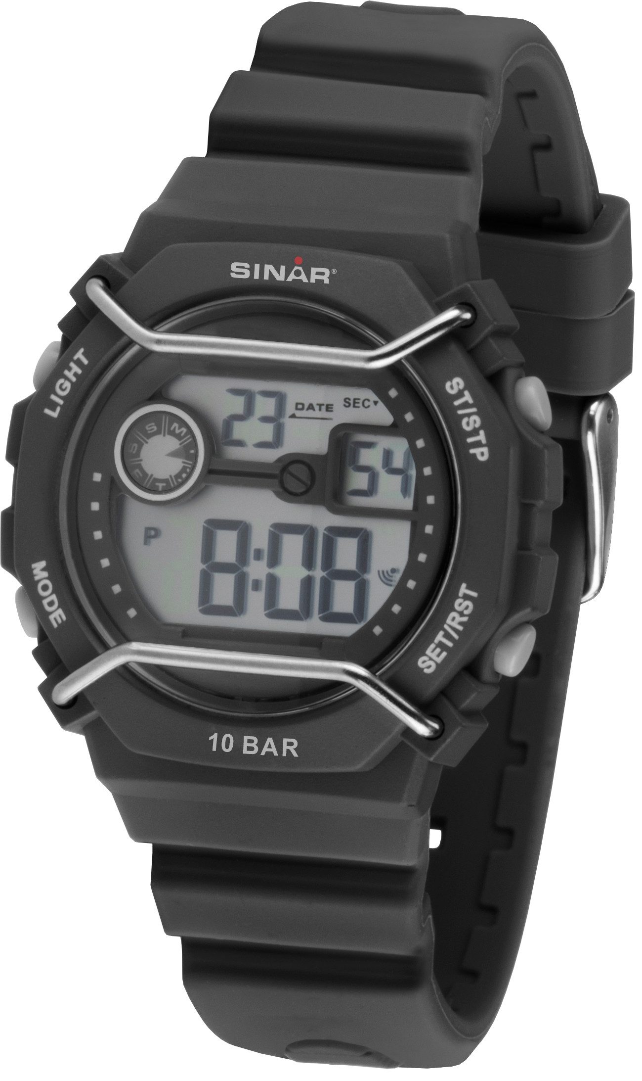 SINAR Digitaluhr XE-69-1, Quarzuhr, Armbanduhr, Herrenuhr, Silikonarmband, digital, Monat, Tag