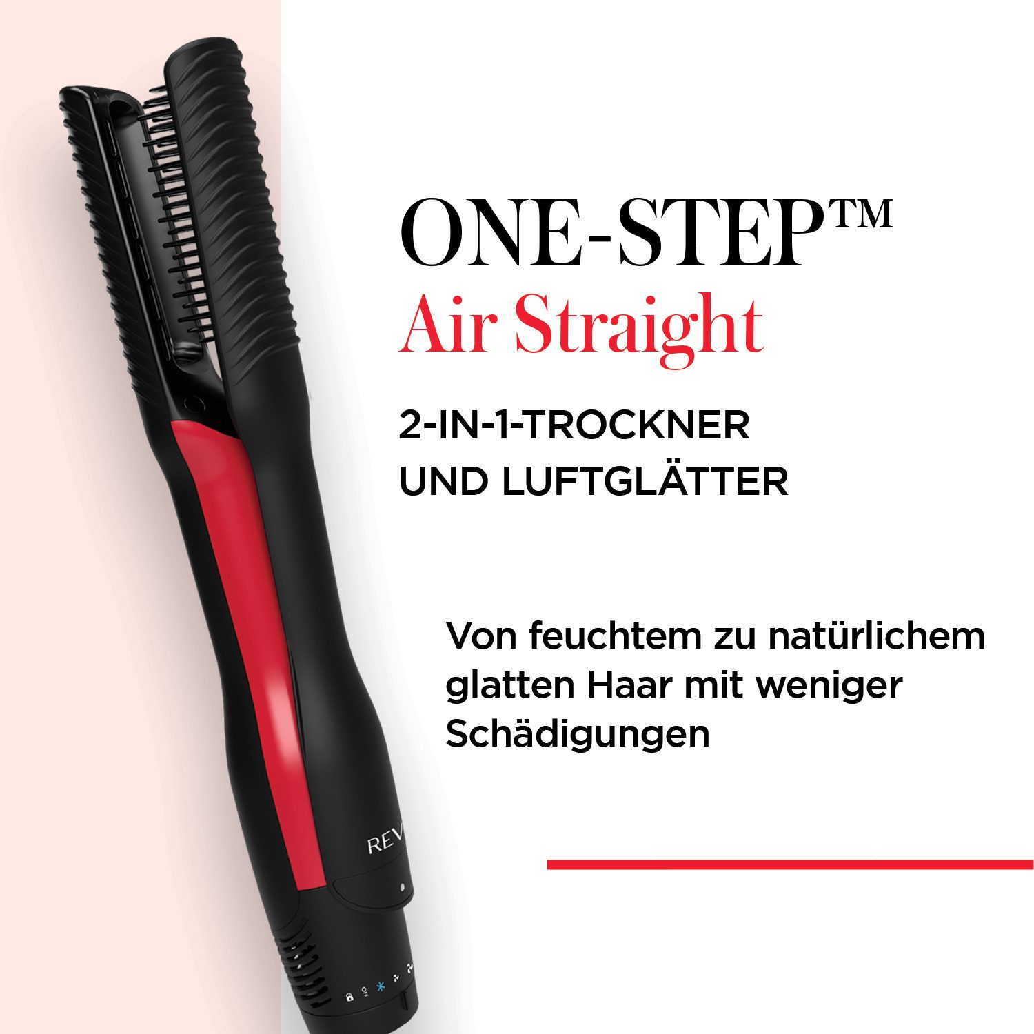 Revlon Heißluft-Haarglätter ONE-STEP™ Air Straight. 2-IN-1-TROCKNER UND LUFTGLÄTTER - RVDR5330E Keramik-Turmalin mit Arganöl-Infusion, Trocknen und Glätten mit warmer Luft, ohne extreme Hitze