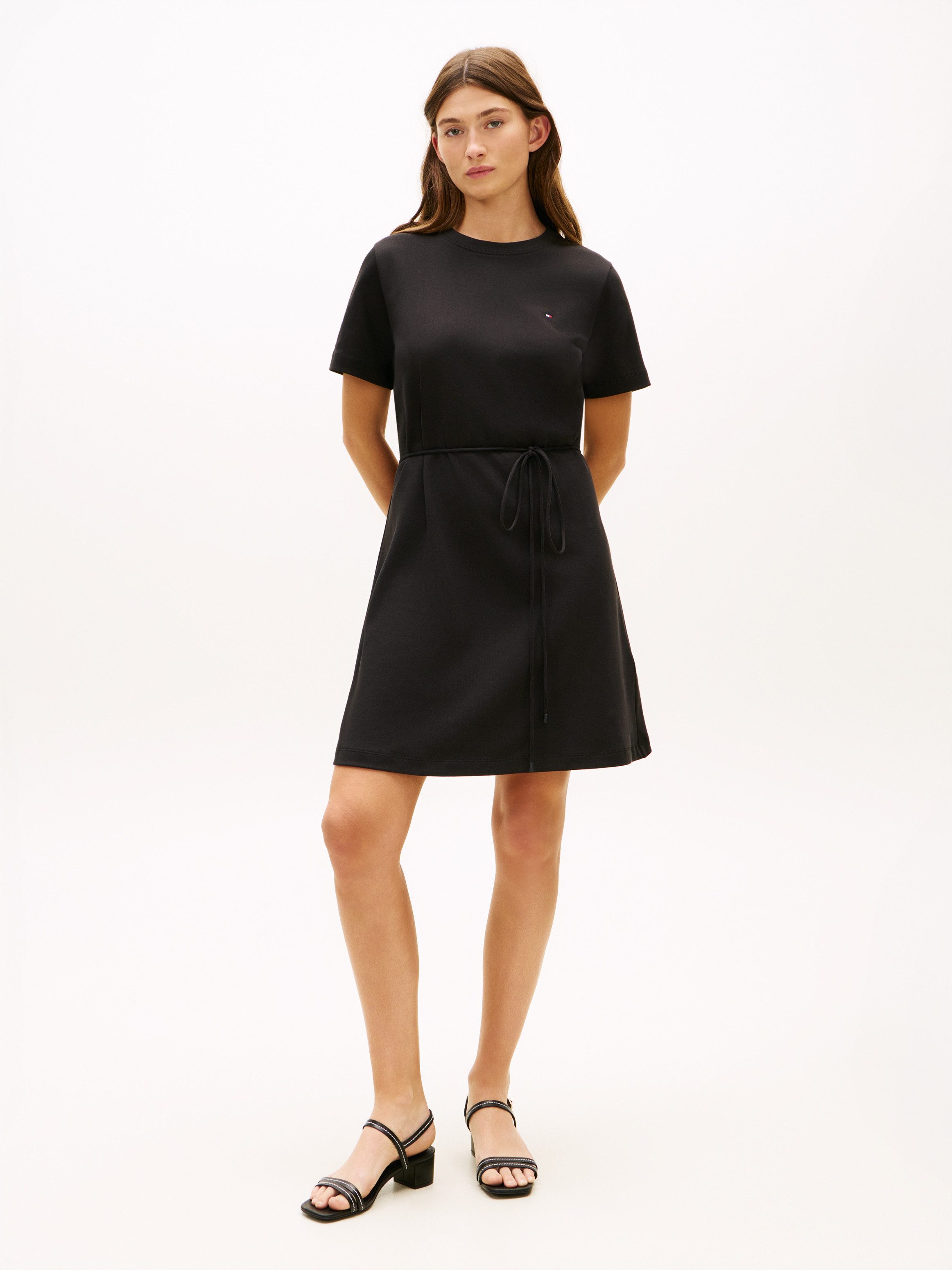 Tommy Hilfiger Shirtkleid INTERLOCK T-SHIRT SHORT SLEEVE DRESS mit Bindegür günstig online kaufen