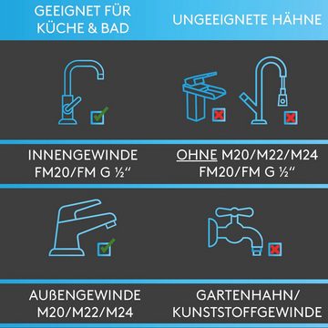 Bächlein Küchenarmatur Bächlein Universal Wasserhahn-Aufsatz chrom/matt schwarz 2Strahlarten Messing