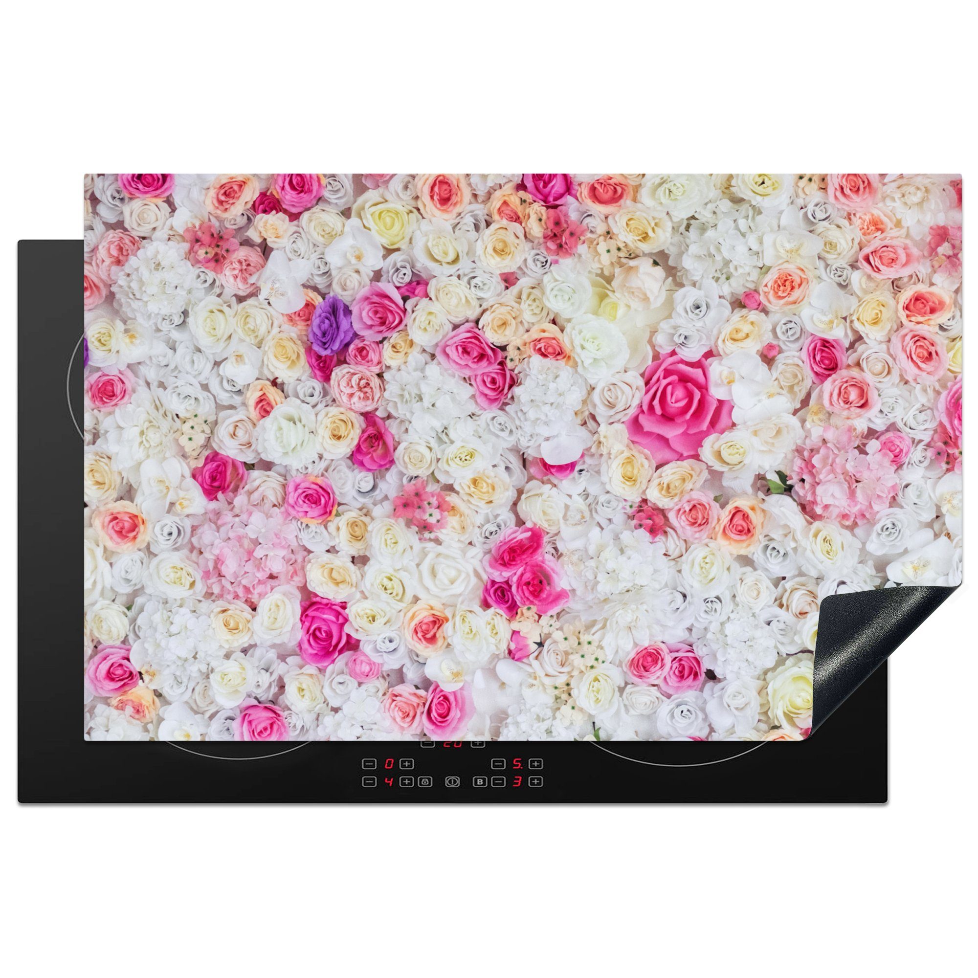 MuchoWow Herdblende-/Abdeckplatte Rosen - Blume - Farben, Vinyl, (1 tlg), 81x52 cm, Induktionskochfeld Schutz für die küche, Ceranfeldabdeckung