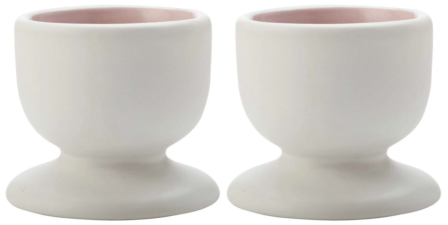 WestCraft Eierbecher TINT Eierbecher aus Porzellan, außen weiß, innen Rosa, Farbe Matt, (2-tlg), bauchige Form, spülmaschinenfest, robustes Alltagsporzellan
