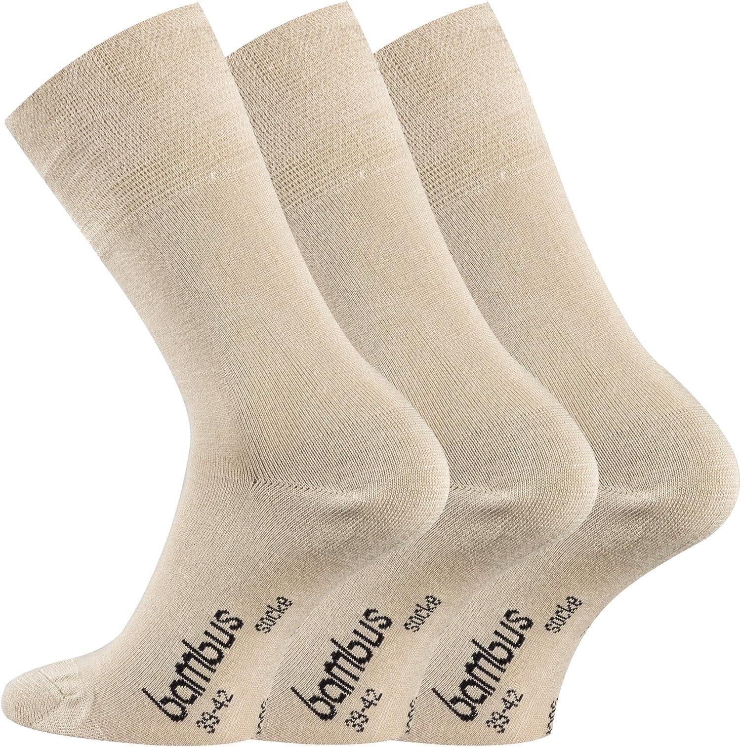 TippTexx 24 Komfortsocken 6 Paar Bambus Socken, DIE Geruchs-Killer, Bambussocken ohne Gummidruck Beige