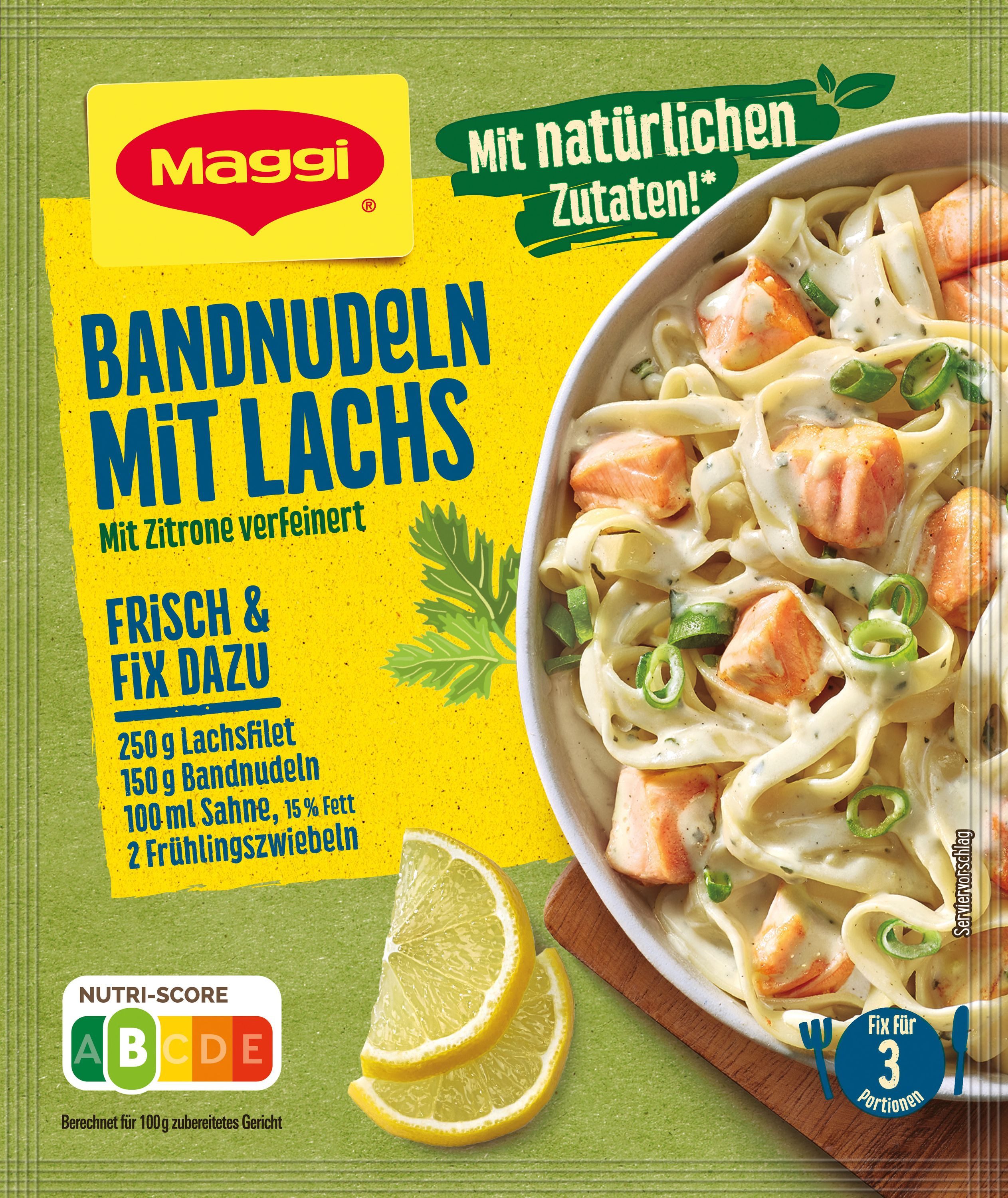 MAGGI Saucen, Maggi Fix Frisch Bandnudeln mit Lachs Wuerzmix cremig lecker 40 g