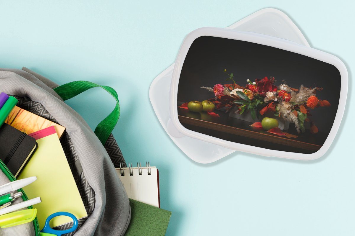 weiß Kinder - Stilleben für Blumenstrauß Brotbox Jungs - MuchoWow Erwachsene, Farben, Lunchbox und und Brotdose, Mädchen Kunststoff, für (2-tlg),
