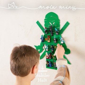moin minis Wandregal moin minis Ninja Grün Kinderzimmer Regal für 18 Minifiguren Klemmbau