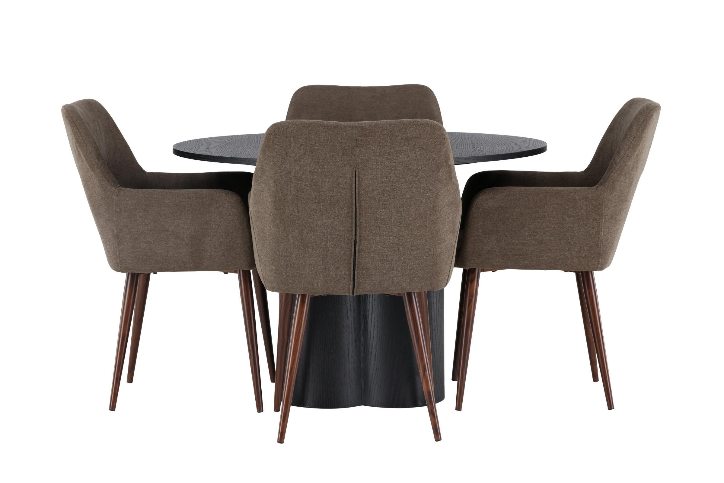 ebuy24 Essgruppe Olivia Essgruppe Esstisch schwarz 4 Stühle braun., (5-tlg)